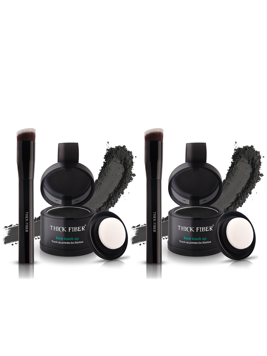 Thick Fiber Set of 2 Sweat Resistant Root Touch Up Powder 4 g each - Black