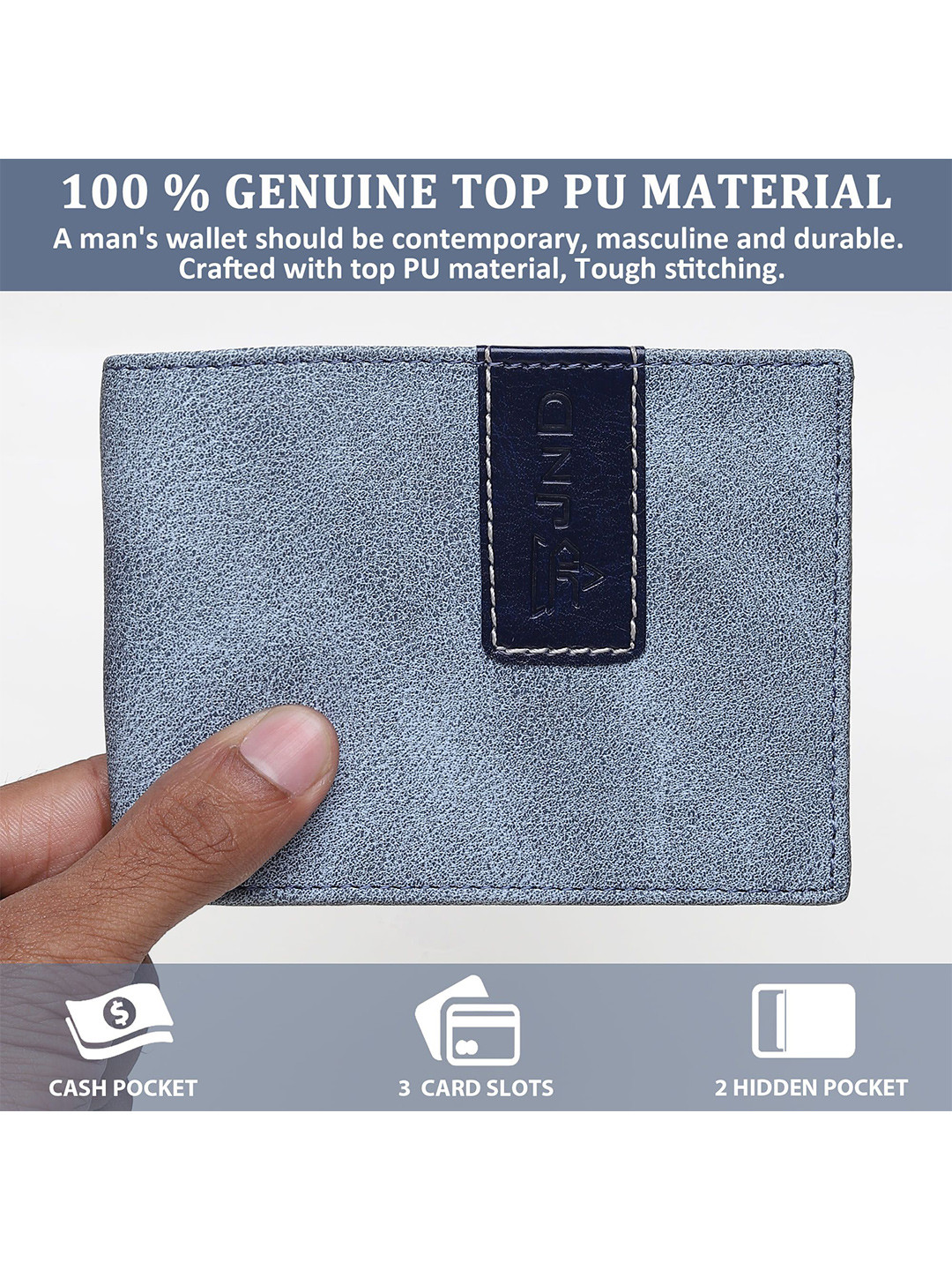 JND Men Colourblocked PU Two Fold Wallet