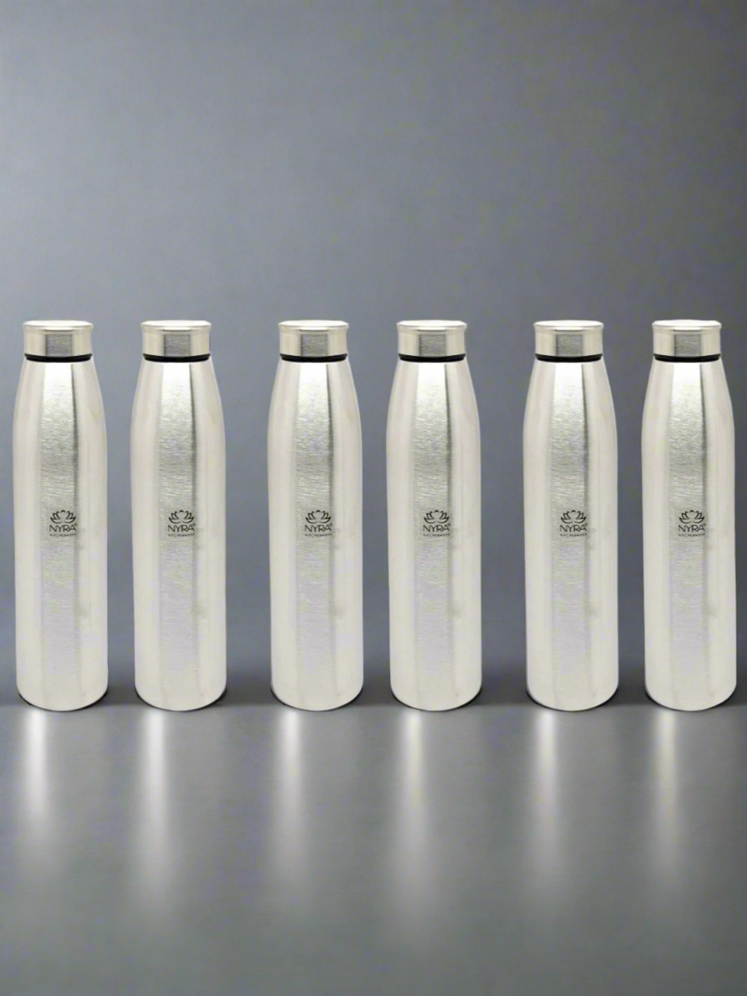 Nyra Kitchenware Brand Logo Stainless Steel Single Wall Vacuum 6 Pcs Water Bottle - 1L