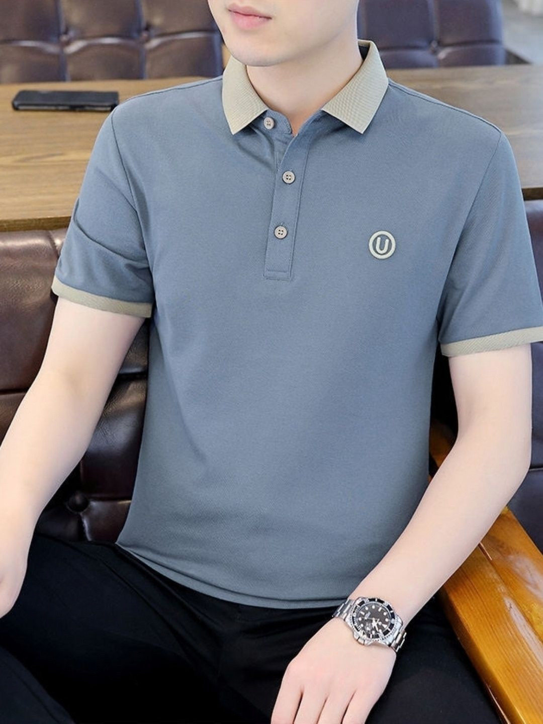 StyleCast Men Solid Polo Collar T-shirt