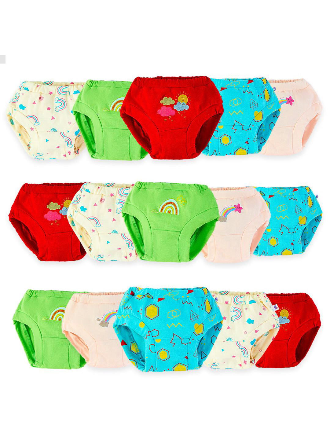 SuperBottoms Kids Unisex Pack of 15 Pure Cotton Underwear