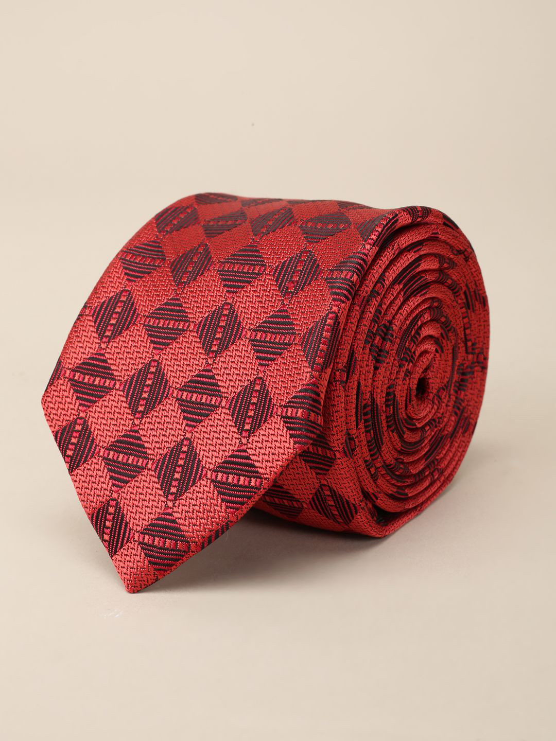 Louis Philippe Men Woven Design Embroidered Broad Tie