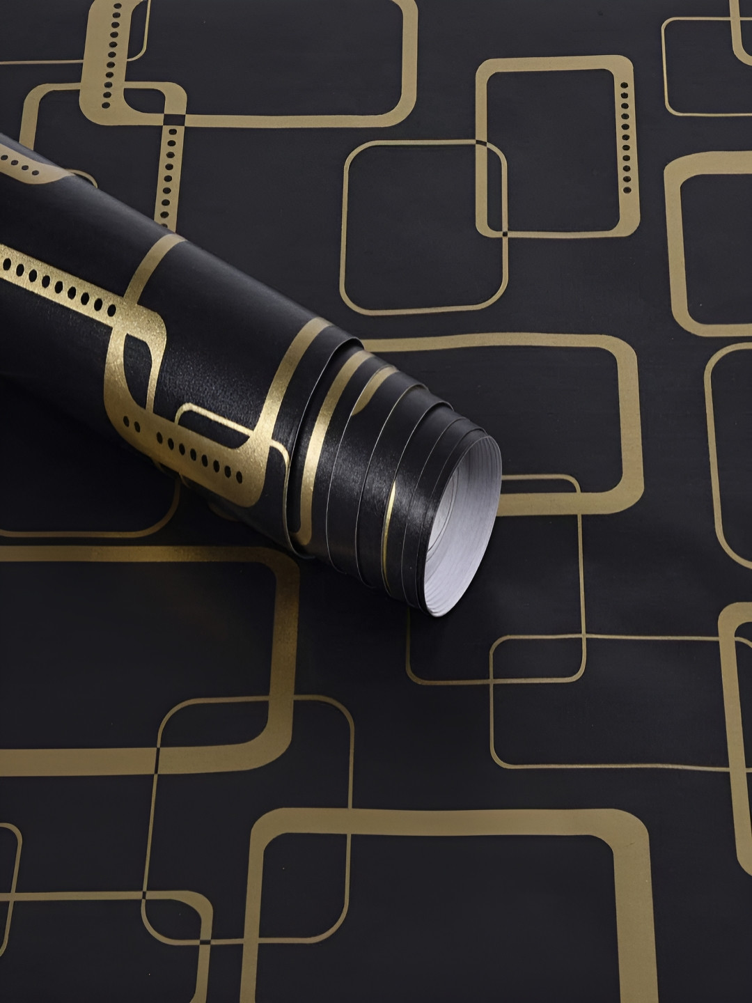 AmazingKarts Black and Gold-Toned Printed Waterproof Wall Sticker