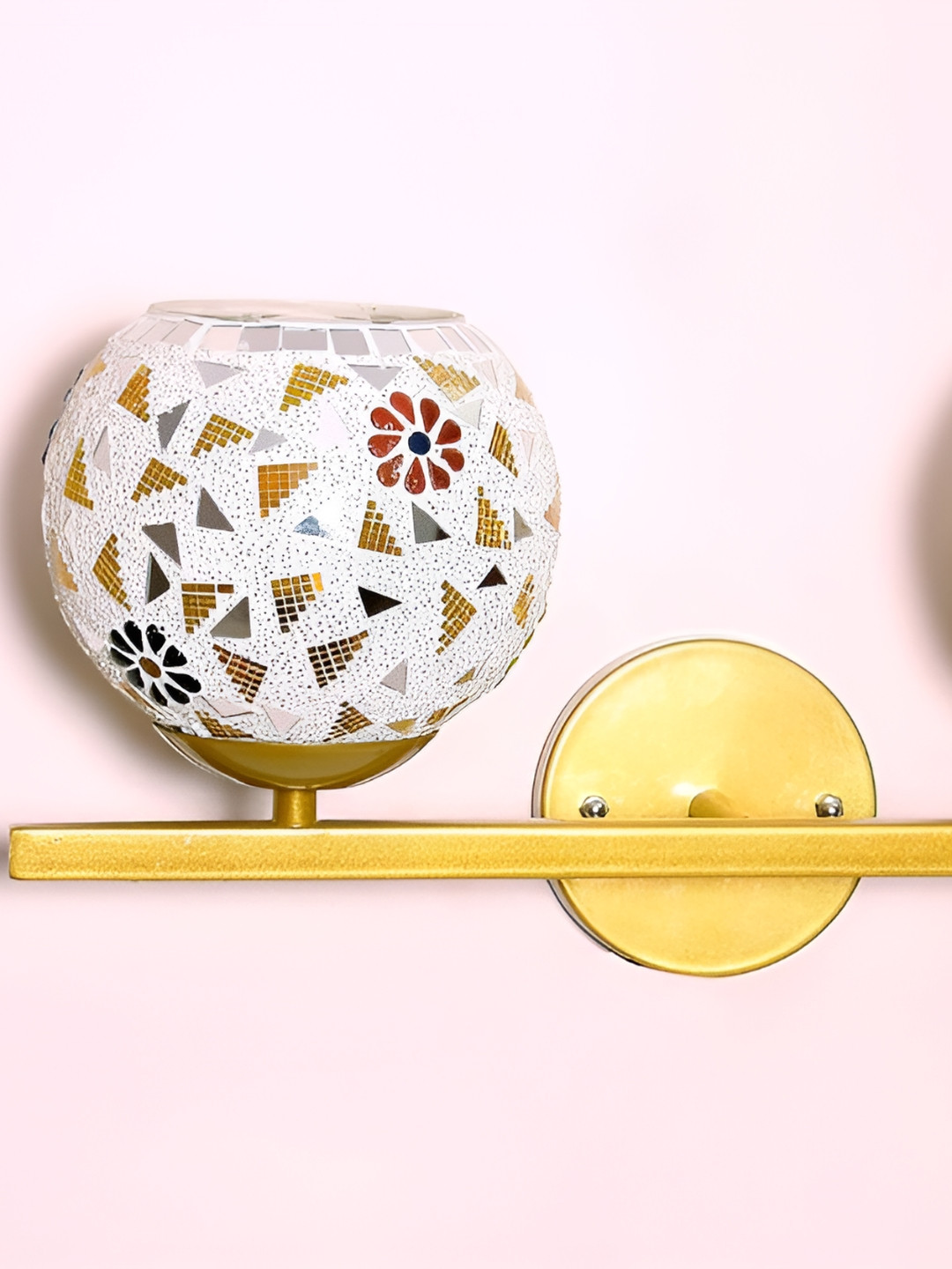 KINIS Gold-Toned & White Semi-sphere Shaped Metal Wall Lamp