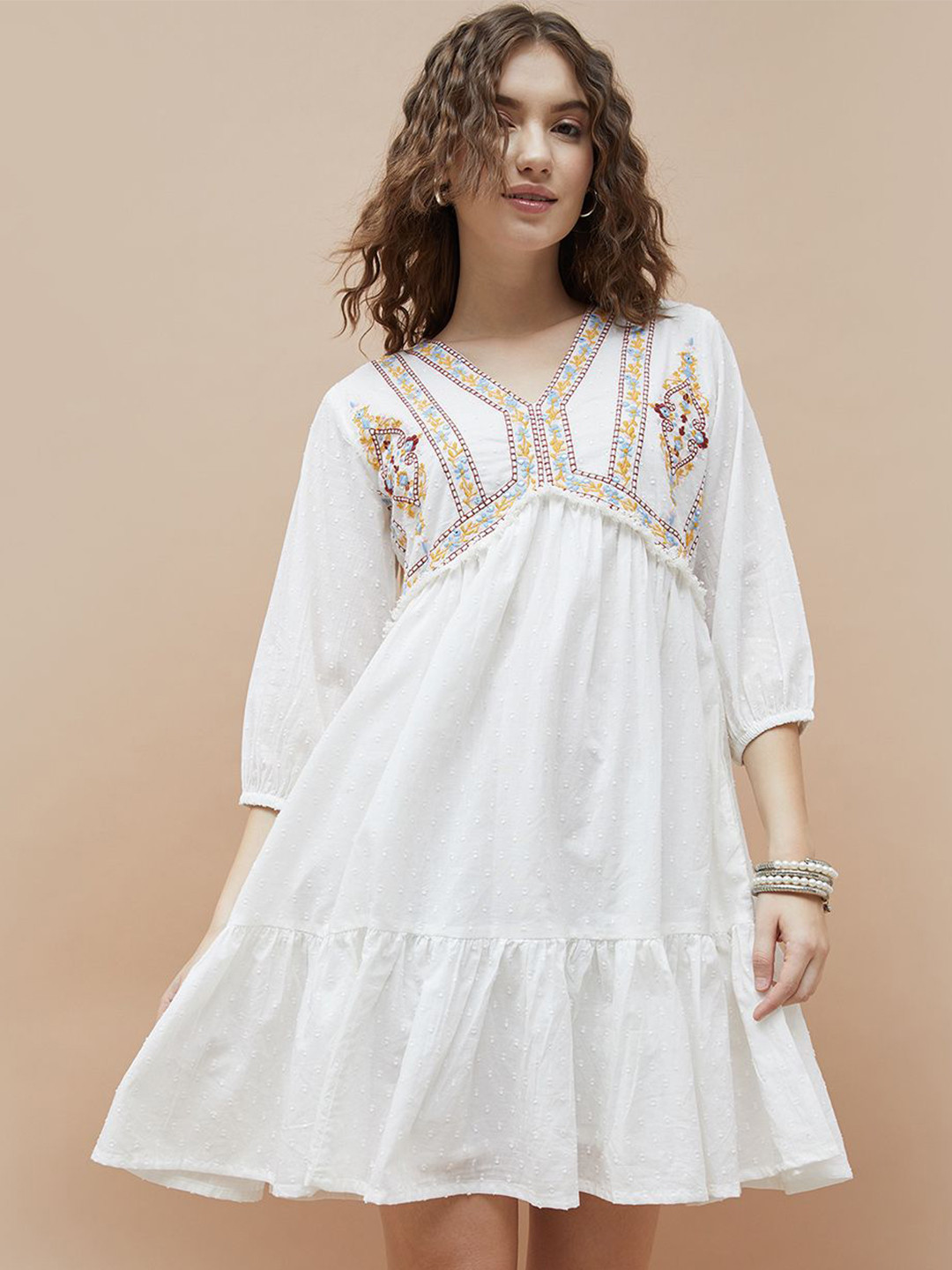 Colour Me by Melange Women Cotton A-Line Mini Dress