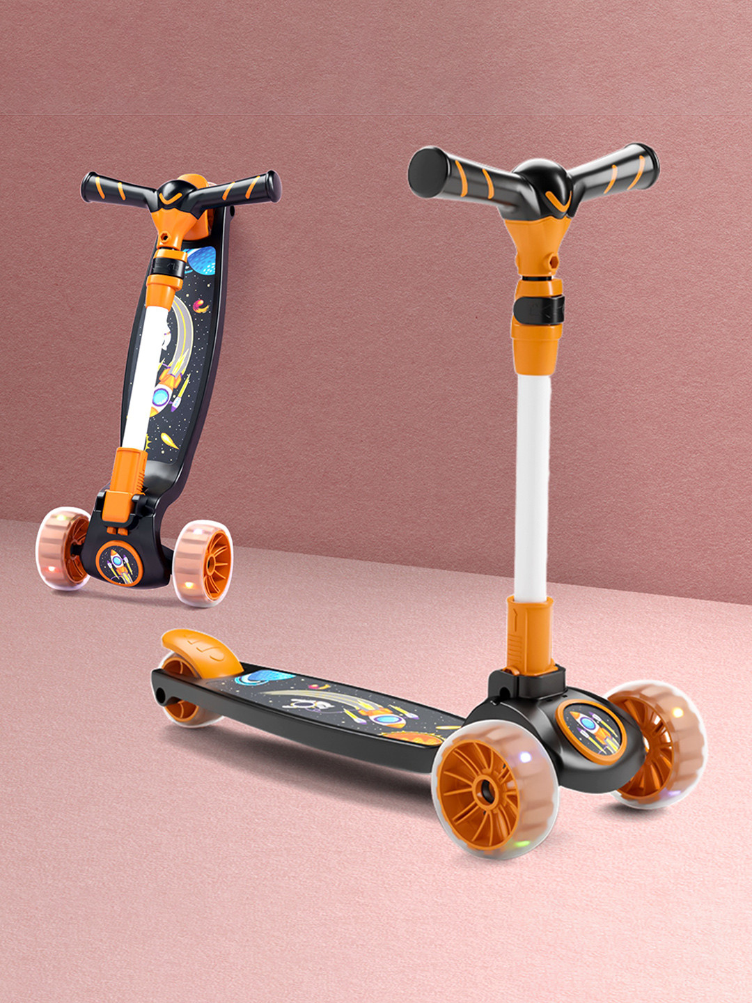 Aditi Toys Kids Printed Go Rider 3-Wheel LED Kick Scooter Vehicle