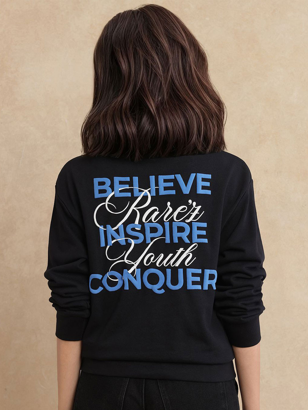 RAREISM Kuyum Primary Black Women Printed Sweatshirt