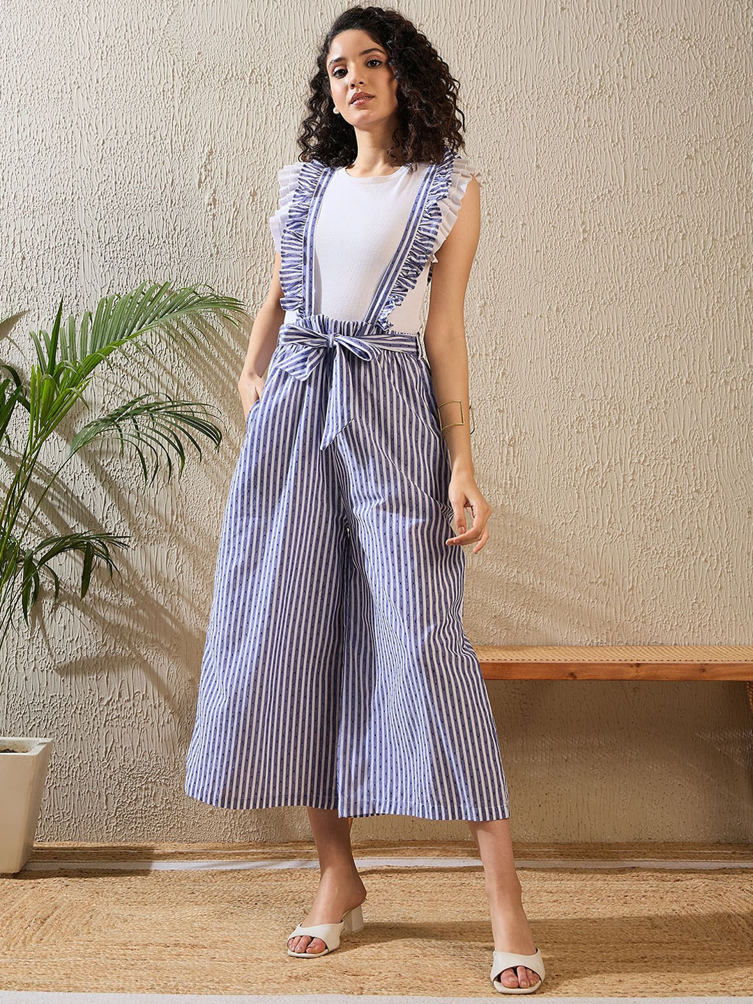 StyleStone Women Striped Cotton Dungarees