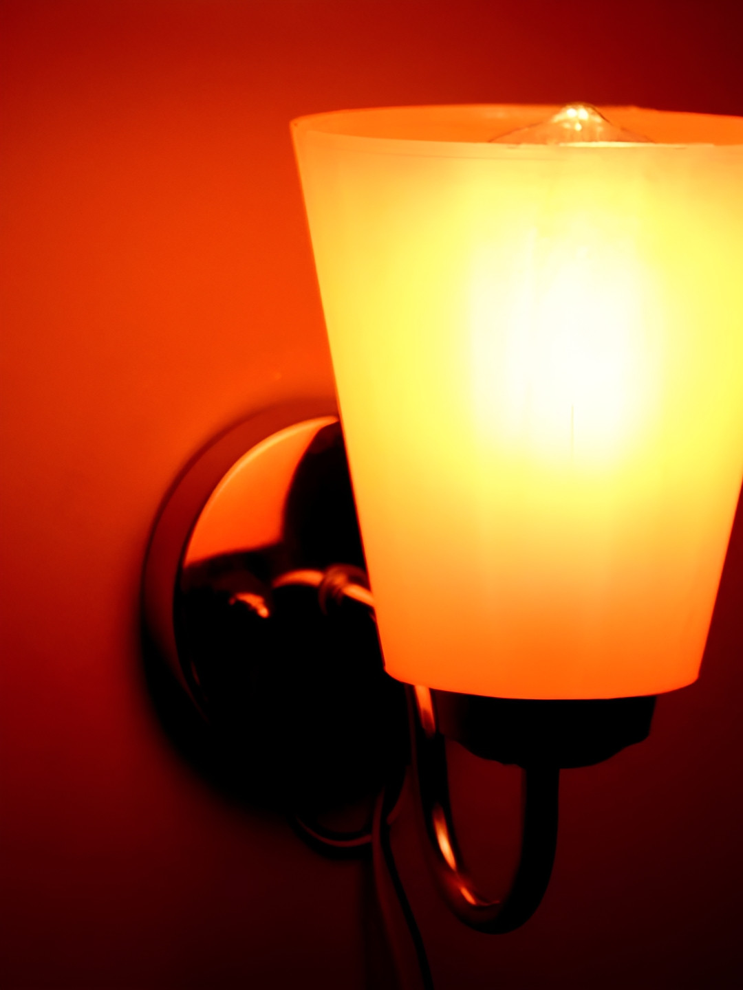 KINIS Silver-Toned & Orange Frustum Shaped Metal Wall Lamp