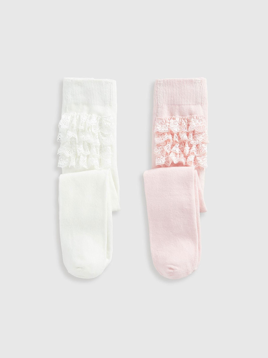 mothercare Girl Pack Of 2 High Rise Ankle Length Frilly Tights
