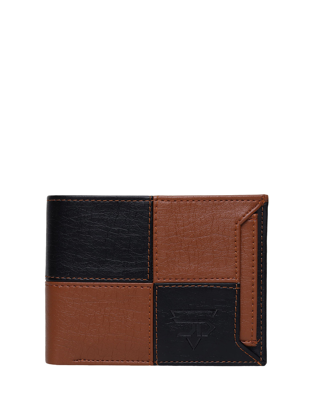 JND Men Dual-Tone Leather Wallet with Multiple Card Slots & Coin Pocket