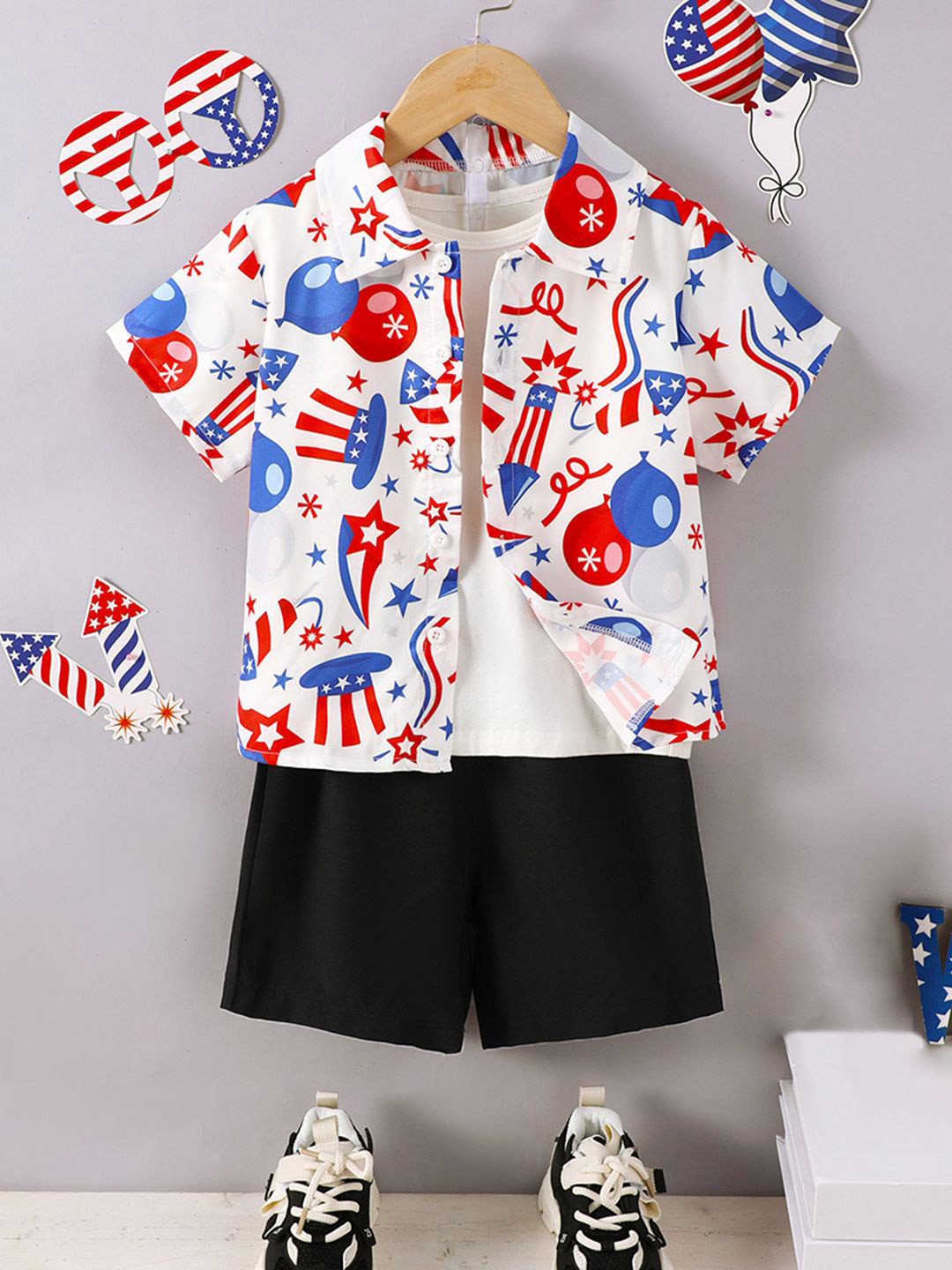 INCLUD Boys Cartoon Printed Shirt With Shorts