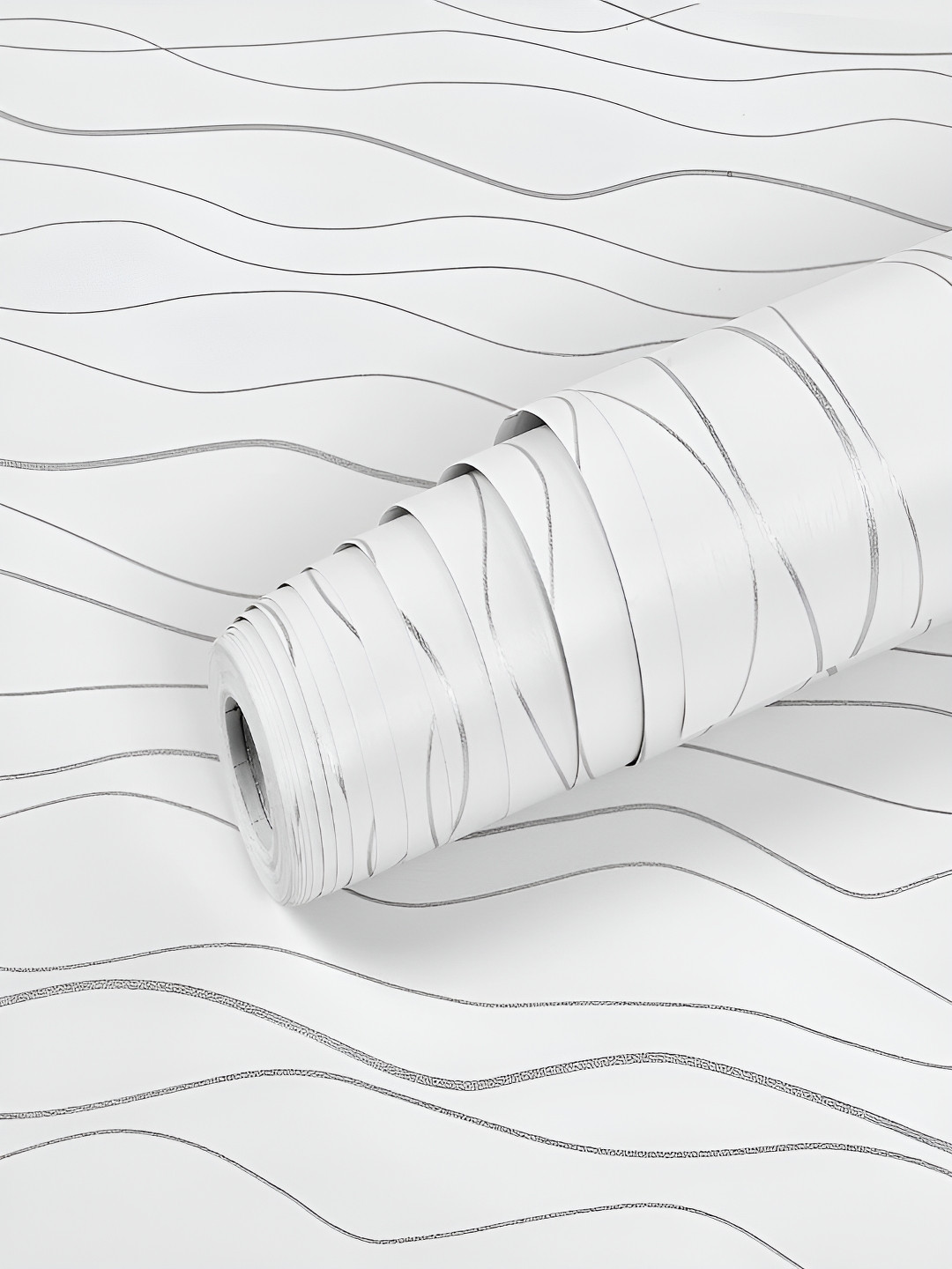 AmazingKarts White and Silver-Toned Printed Waterproof Wall Sticker