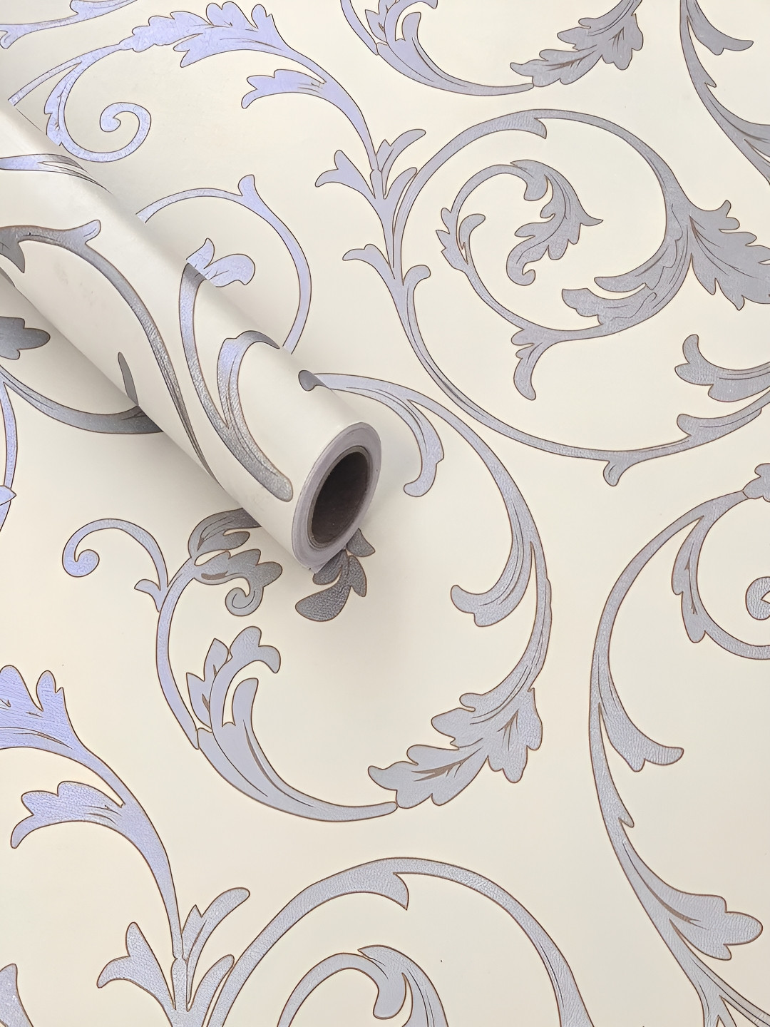 AmazingKarts Beige & Grey Floral Printed Waterproof Wall Sticker