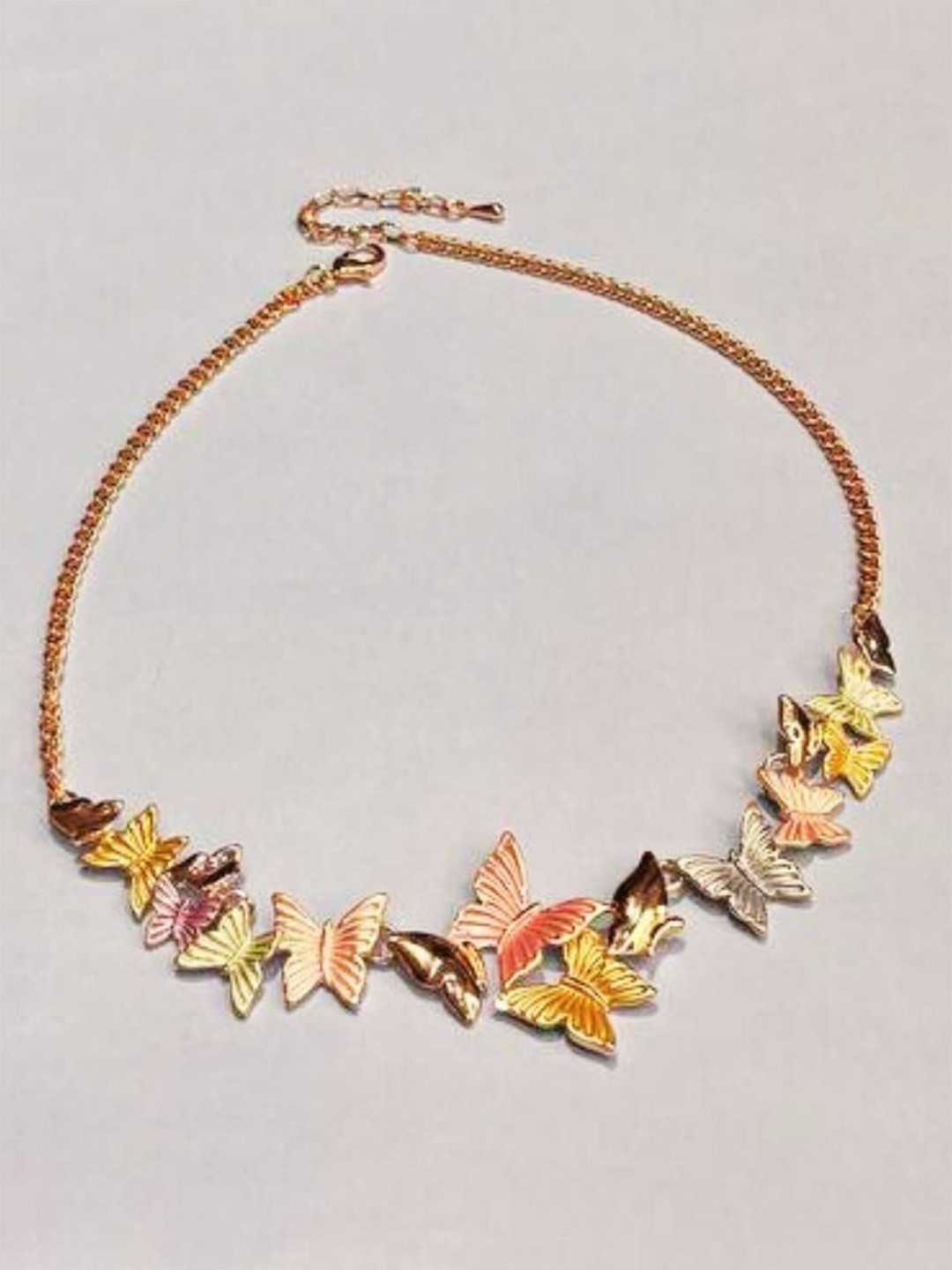 ADC SHEMONA Gold-Plated Minimal Enamelled Small Bling Fly Necklace