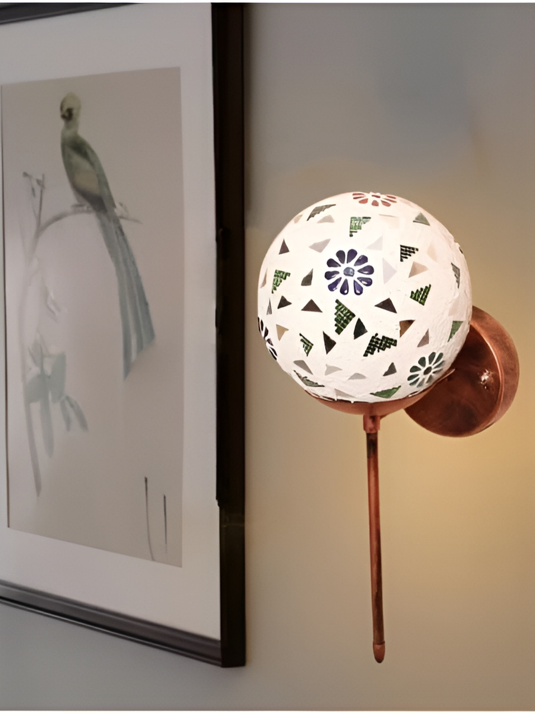 KINIS Copper-Toned & White Printed Quirky Spherical Shaped Wall Lamp