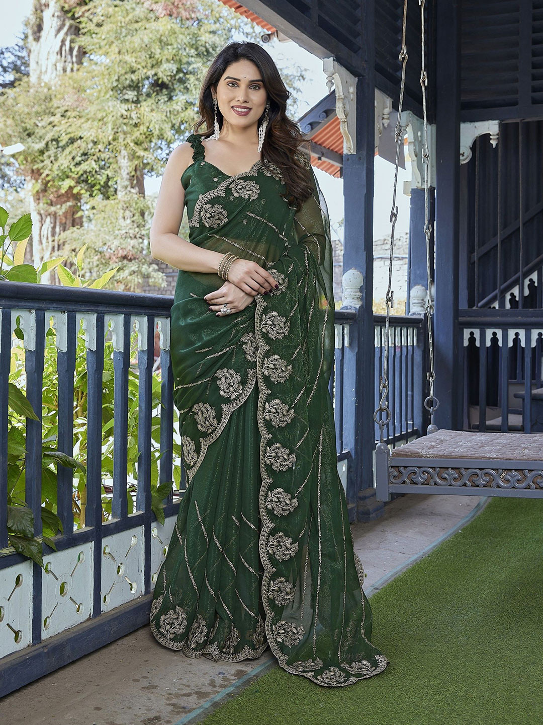The Textile Hub Woven Design Embroidered Saree