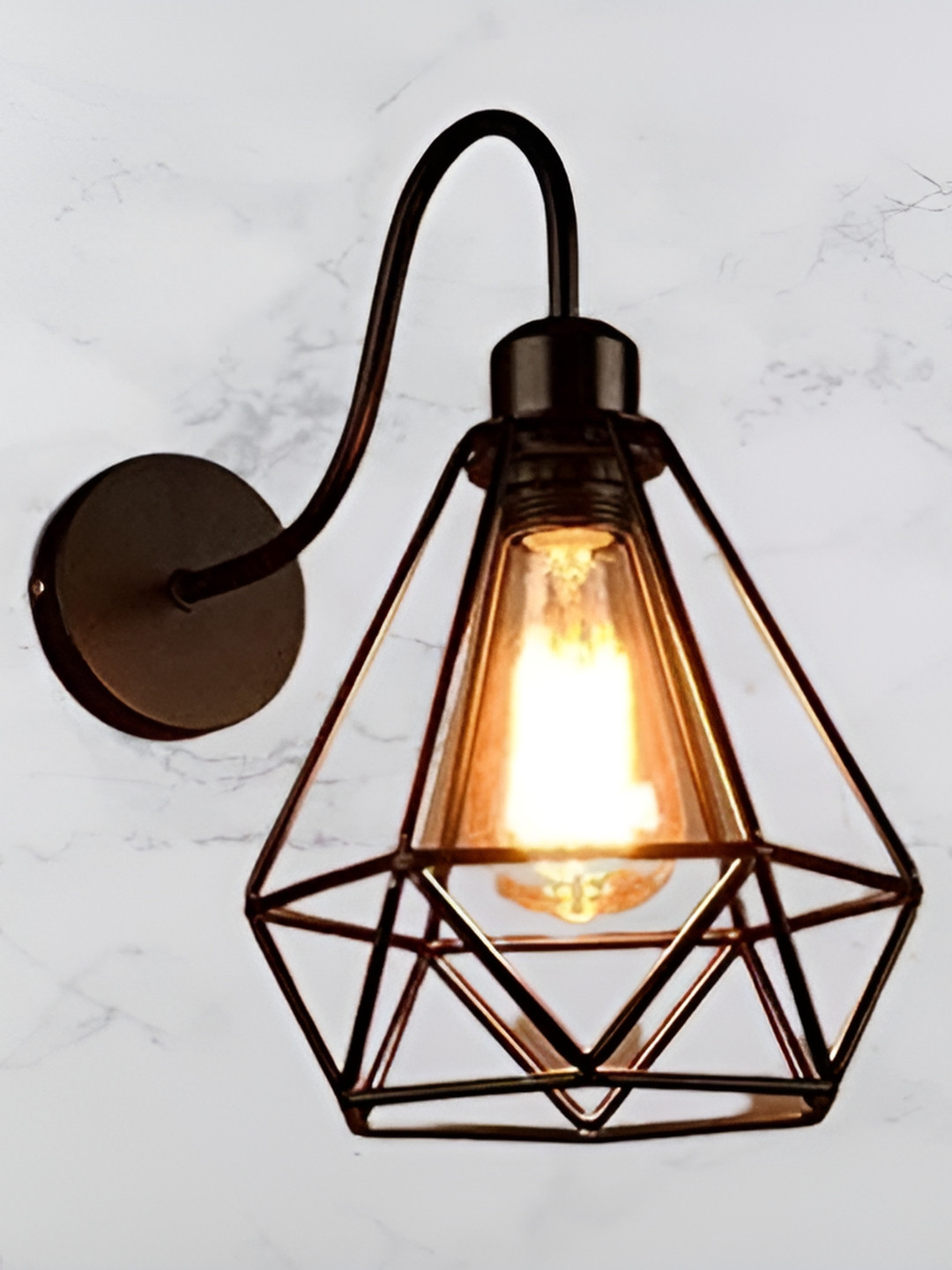 KINIS Black & Transparent Textured Metal Abstract Shaped Wall Lamp With Bulb