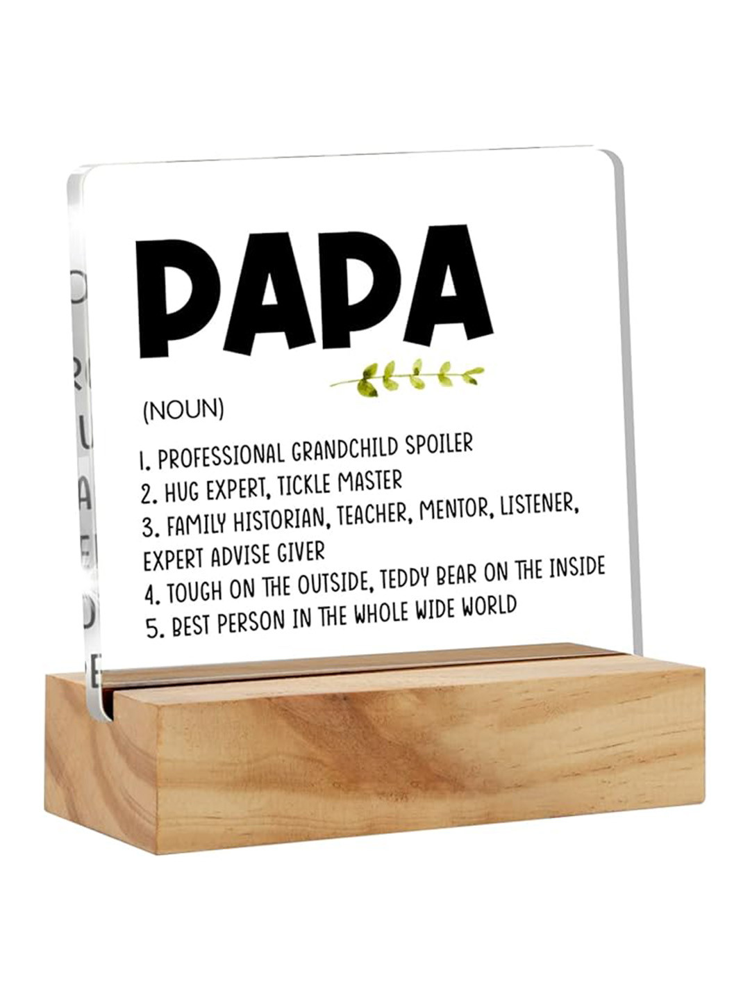 BS AMOR Thank You for Papa White Wood Natural Living Room Set of 2 Medium Showpieces - 5 Inches