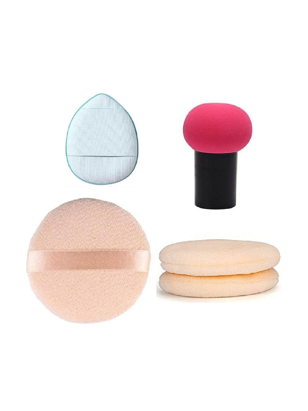 Beautiflame Set Of 5 Round Powder Sponge Puff With Mushroom & Finger Puff