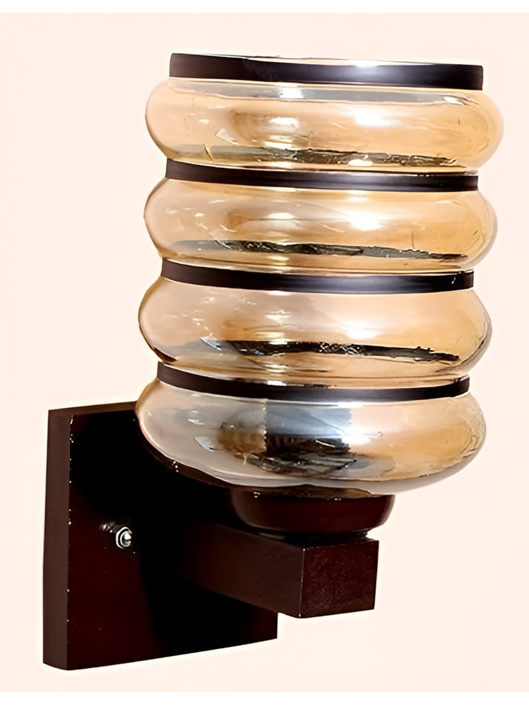 KINIS Brown & Transparent Cylinder Shaped Wooden Wall Lamp