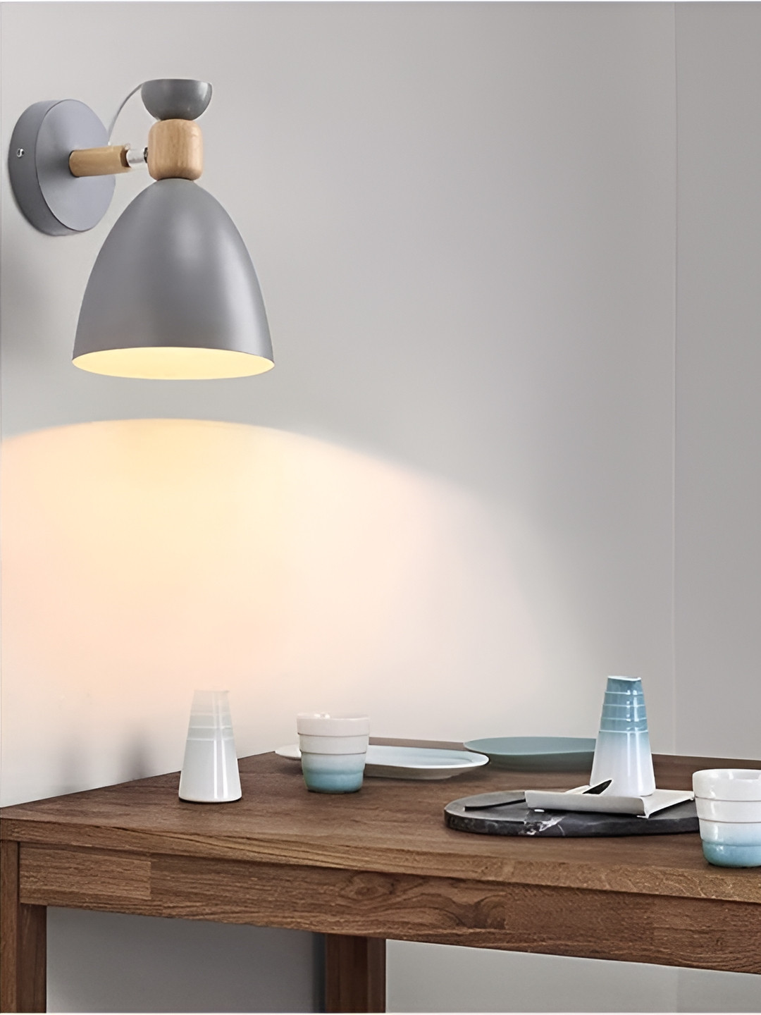KINIS Grey Aluminium Quirky Cylindrical Shaped Wall Lamp With Bulb