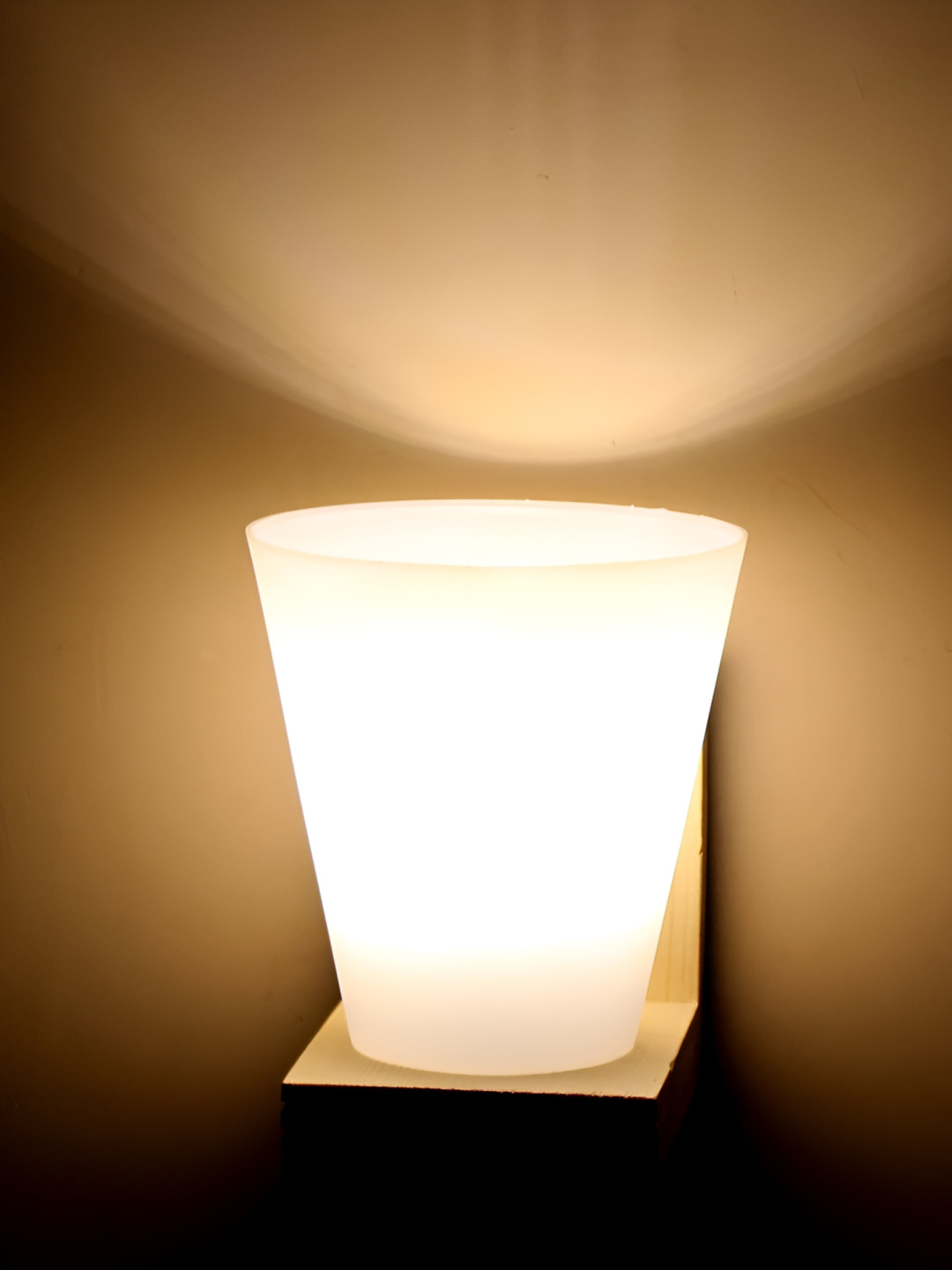 KINIS Beige & White Wood Modern And Unique Style Frustum Shaped Wall Lamp