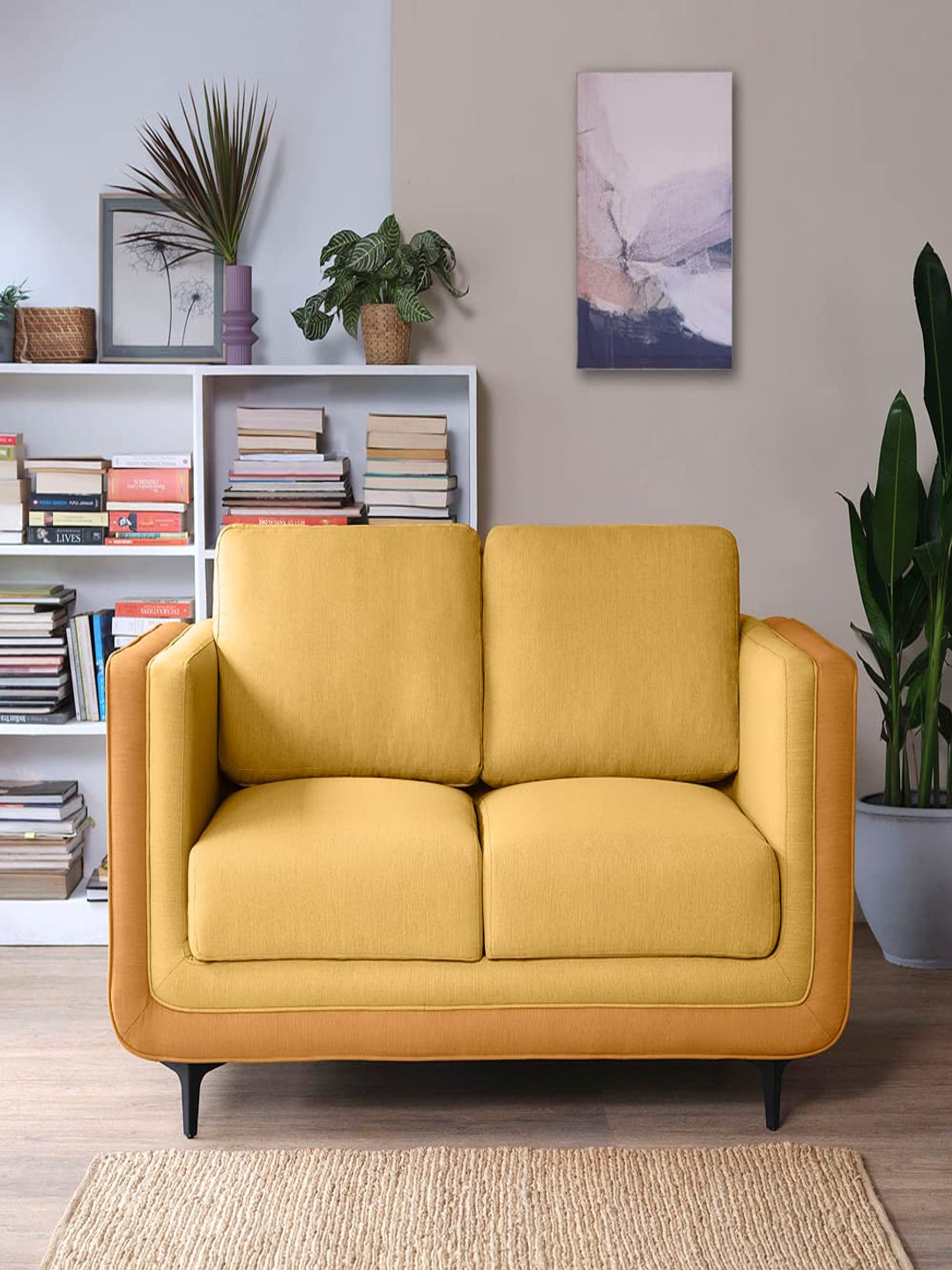 Sleepyhead Mojo -2 Seater Dual Tone Luxury Sofa Fabric Trippy Yellow