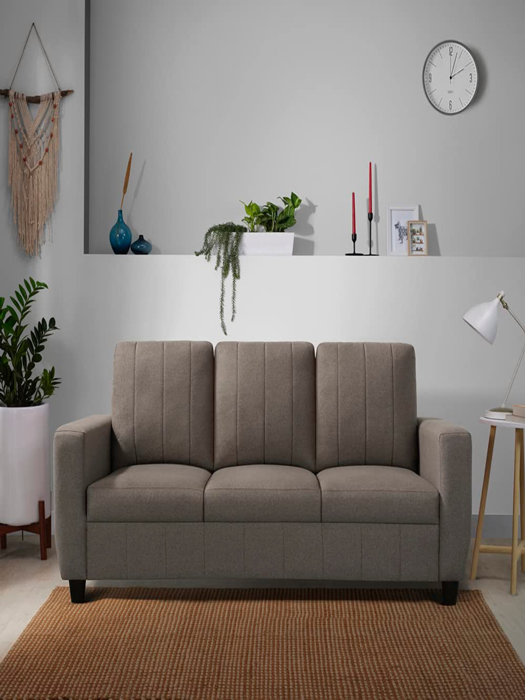 Sleepyhead Bae 3 Seater Sofa Fabric Pebble Brown 3 Person Sofa