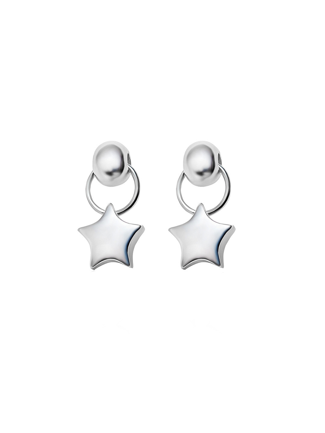 INARI SHINES 925 Sterling Silver Rhodium-Plated Star Shaped Charms Studs