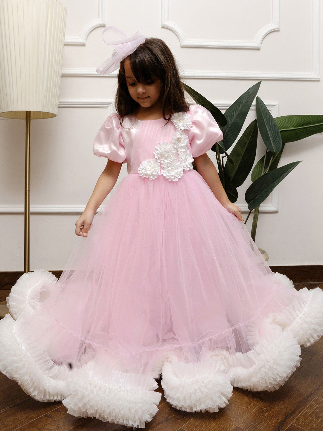 Foreverkidz Girls Rose Ivory Ruffle Elegance Gown