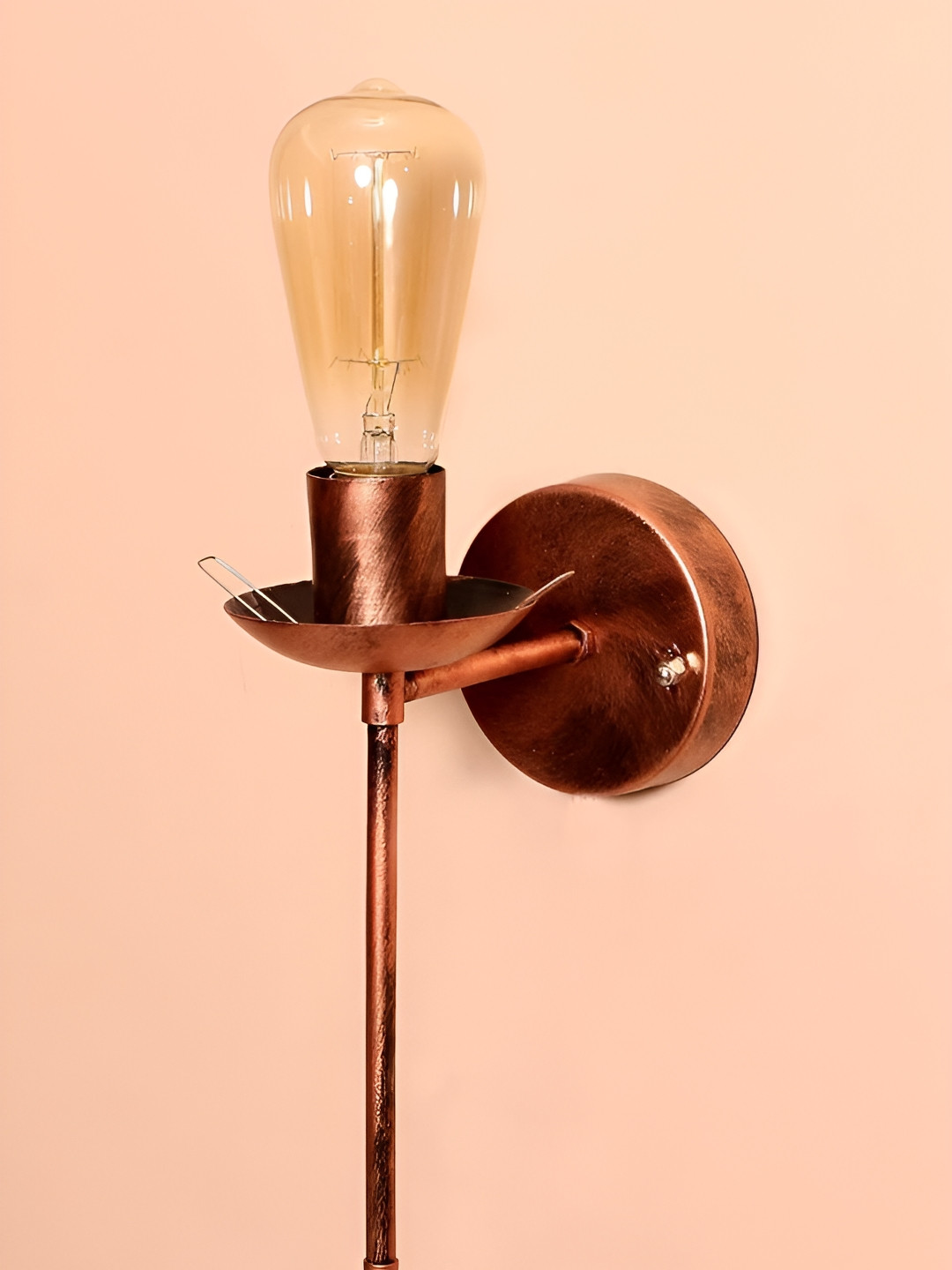 KINIS Copper-Toned & Yellow Metal Cylinder Shaped Wall Lamp & Bulb