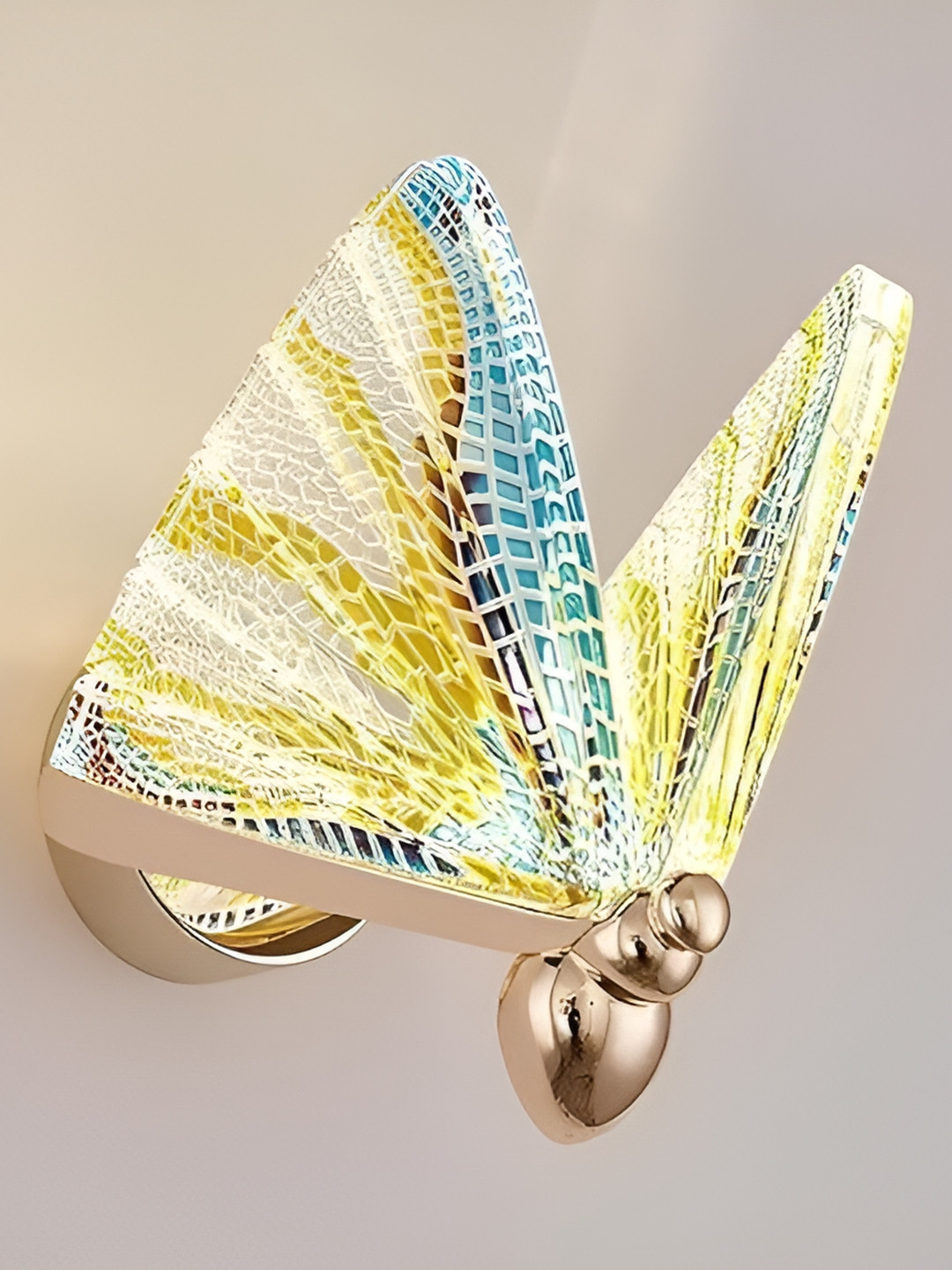 KINIS Gold-Toned & Yellow Textured Acrylic Wall Lamp