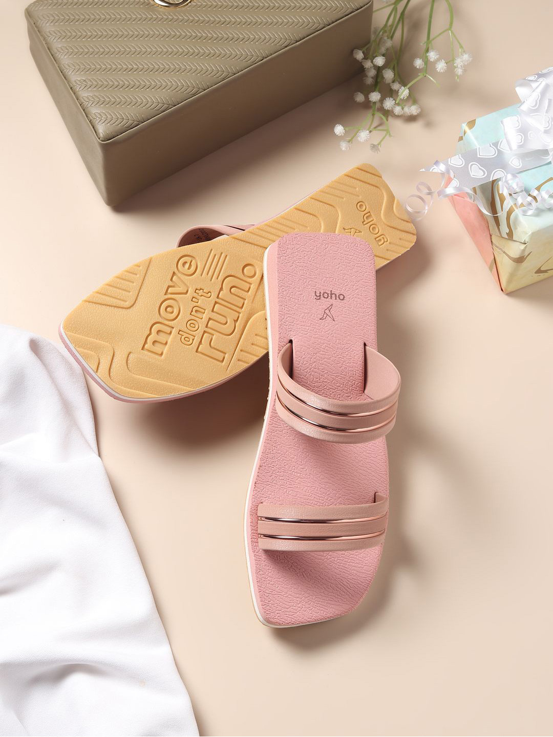 yoho Women Indiglo striped open toe flats