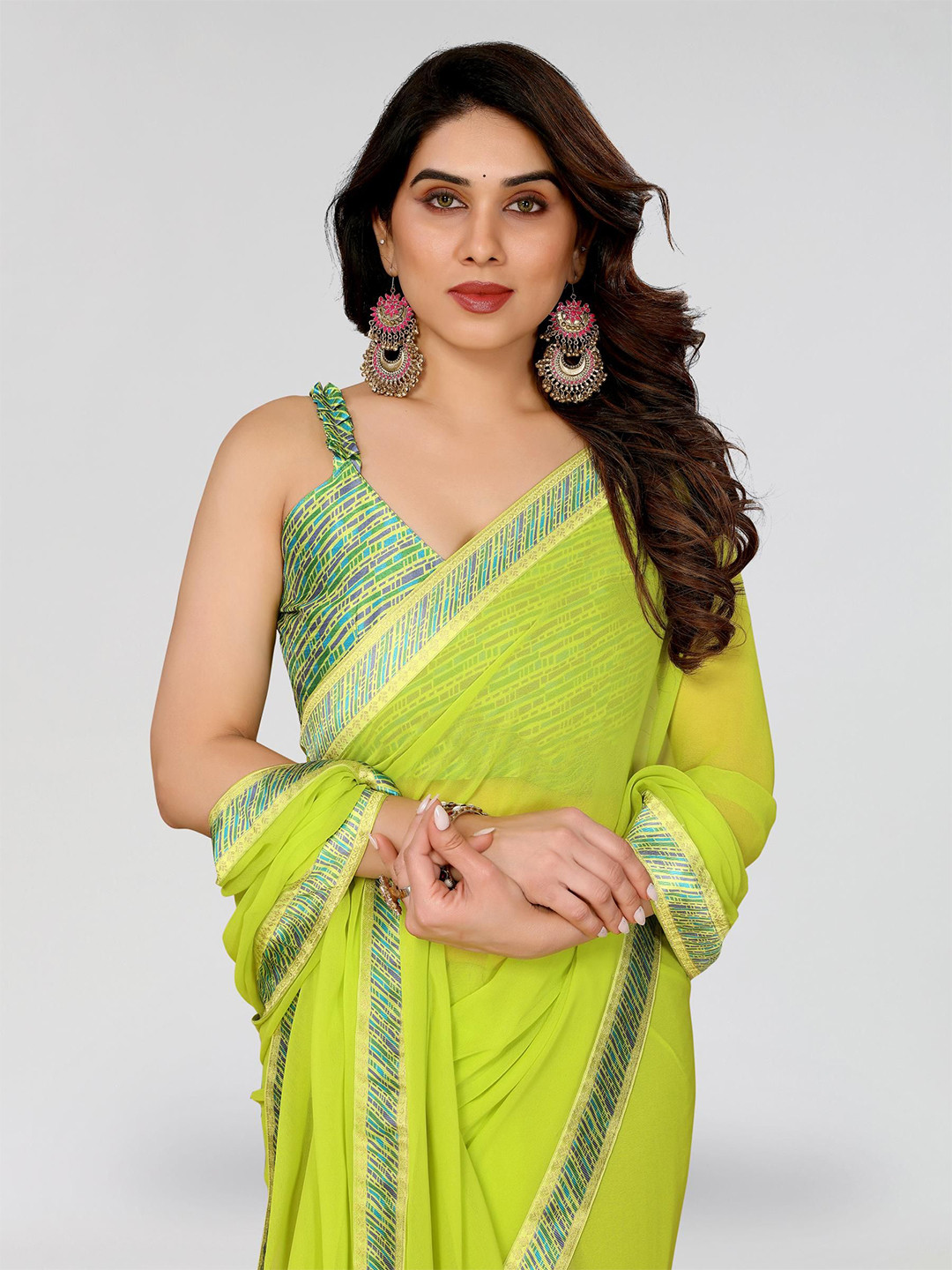 Civamee Akash Solid Saree with Woven Design Border