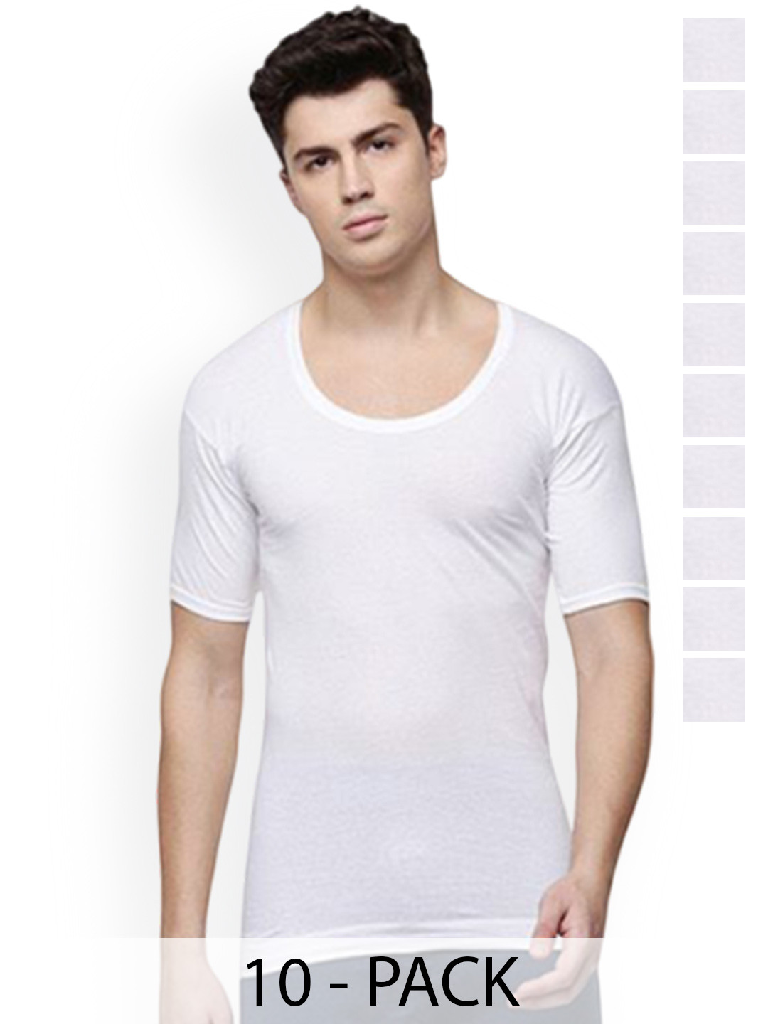 Sporto by Macho Men Pack Of 10 Pure Cotton Undershirts - Sporto_Prime-White-RNS-10-75 Vest