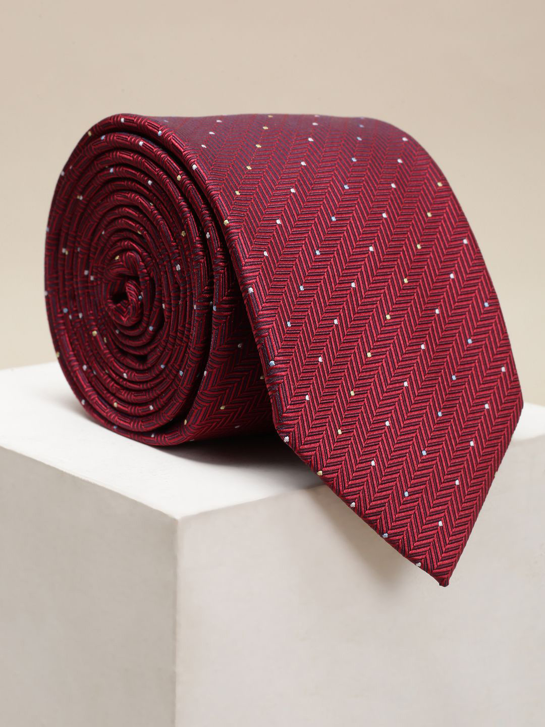 Louis Philippe Men Striped Ascot Tie
