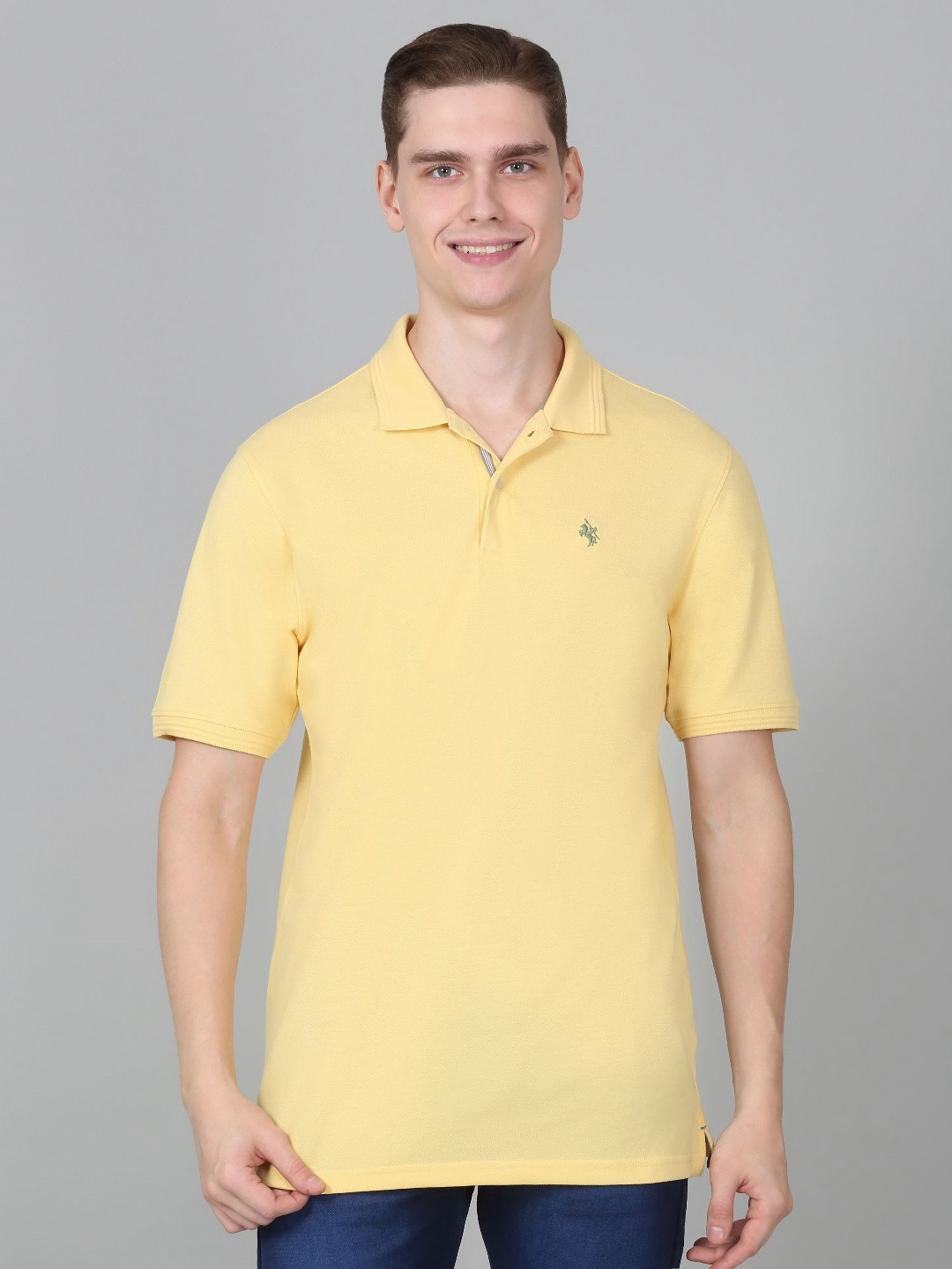 Cantabil Men Solid Polo Collar Cotton T-shirt