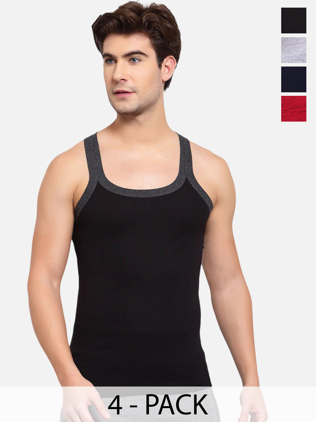 Sporto by Macho Pack Of 4 Scoop Neck Gym Vests