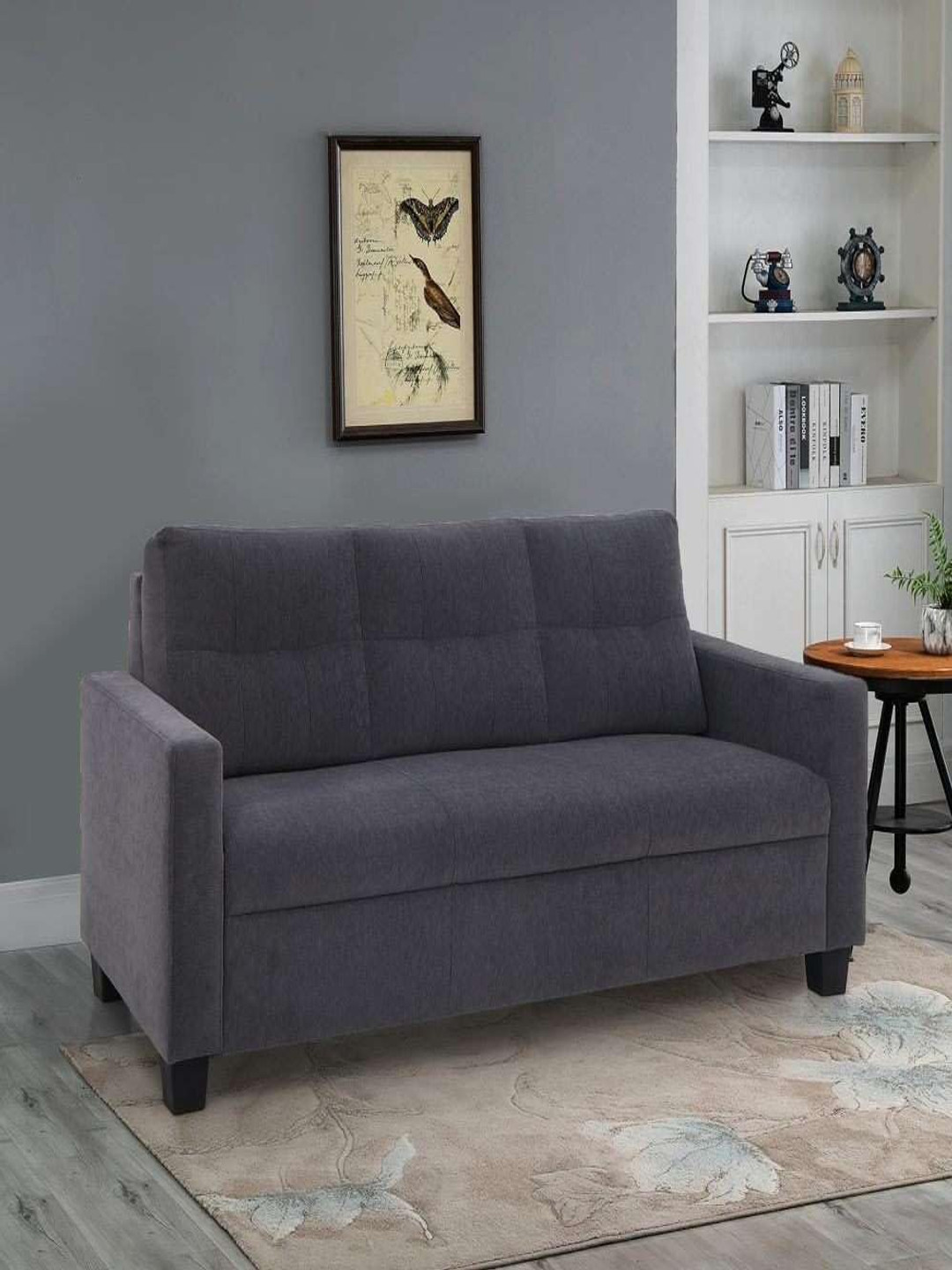 Duroflex Grey Ease 3 Seater Fabric Sofa In Grey Colour