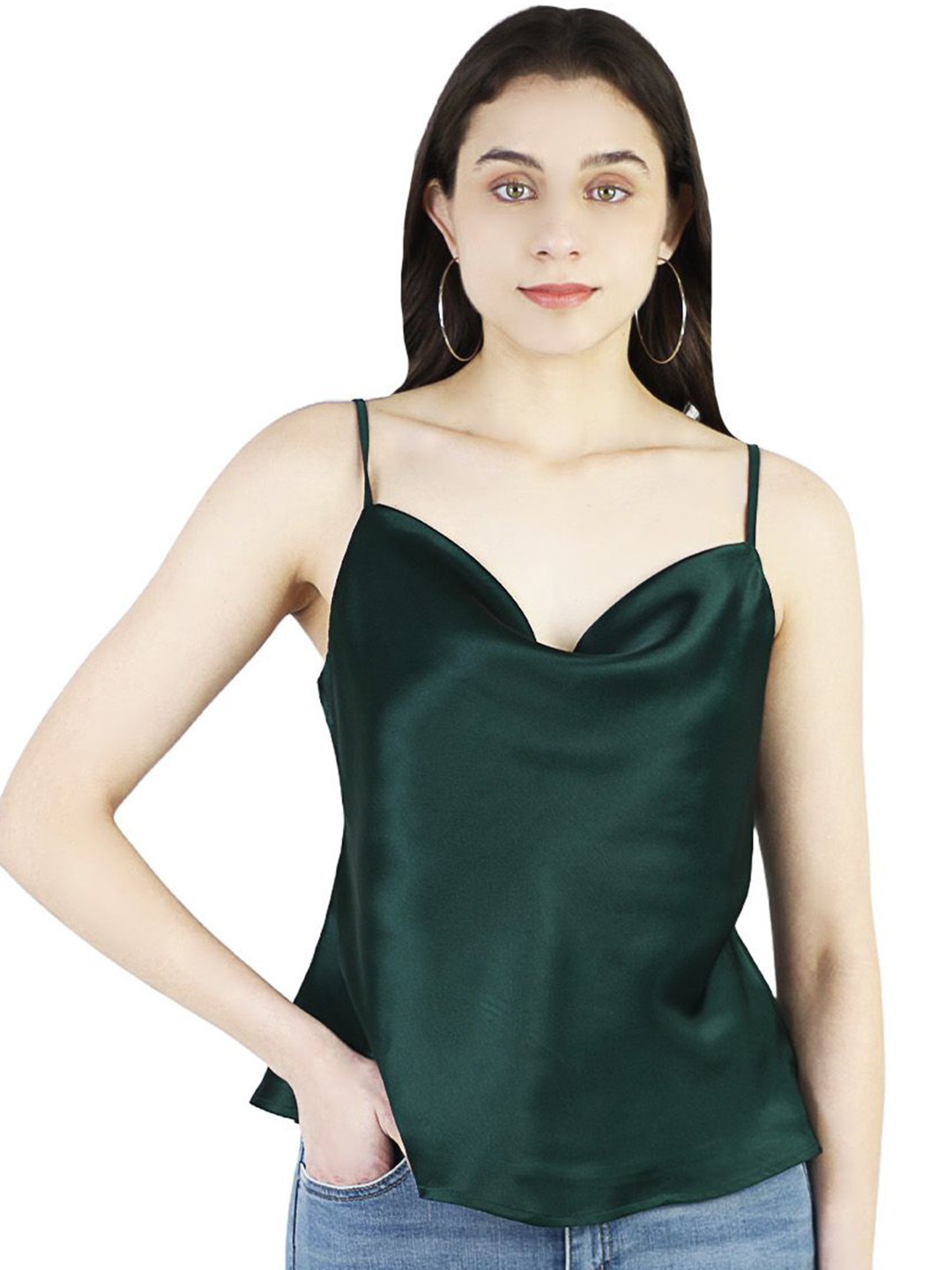 ARTYSKA Women Cowl Neck Satin Regular Top