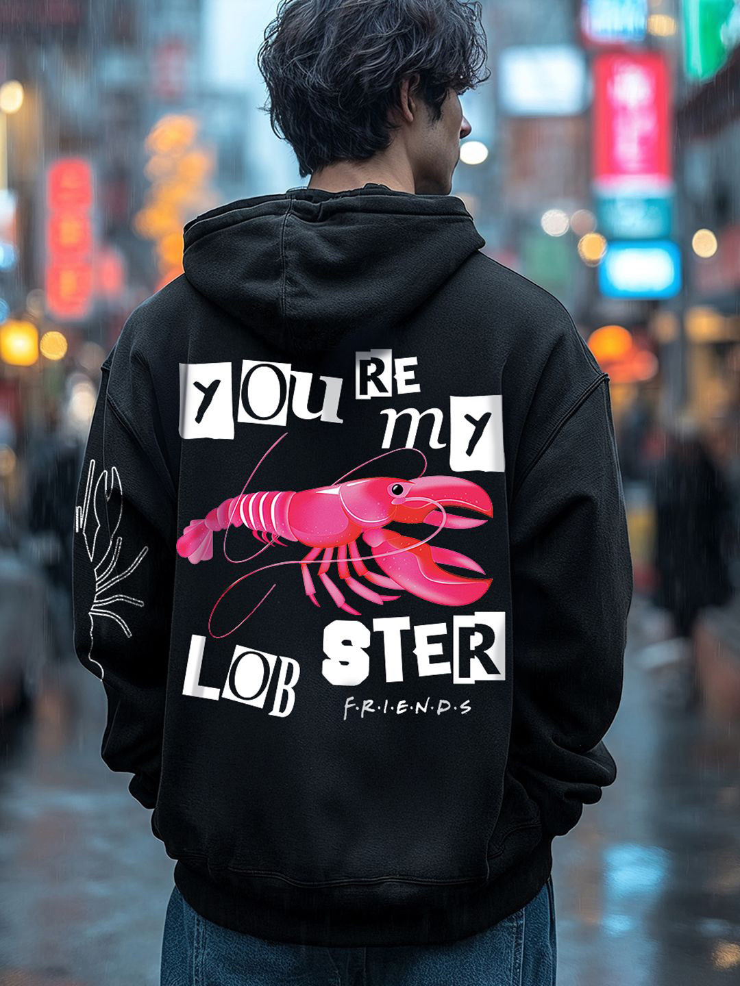Bewakoof Heavy Duty Friends Merchandise Men's Lobsters Graphic Printed Zipper Hoodies