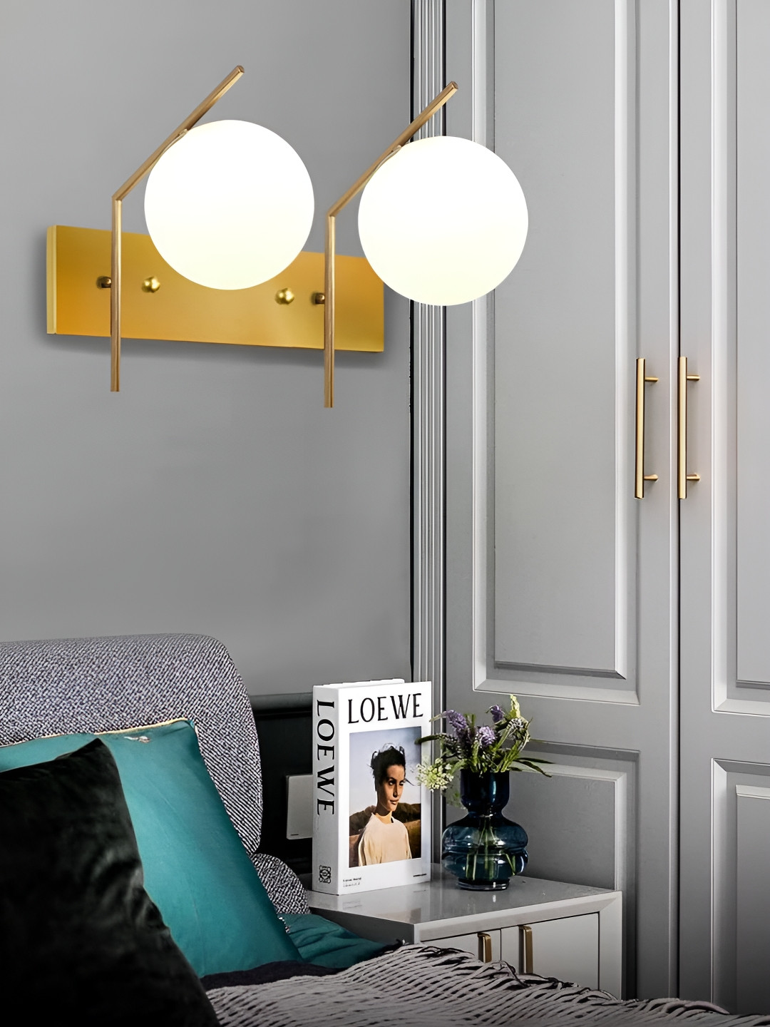 KINIS Gold-Toned & White Metal Modern And Unique Style Spherical Shaped Wall Lamp