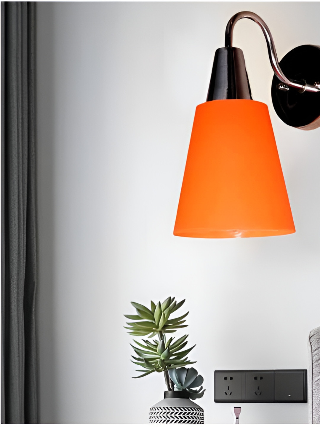 KINIS Silver-Toned & Orange Metal Cylinder Shaped Wall Lamp