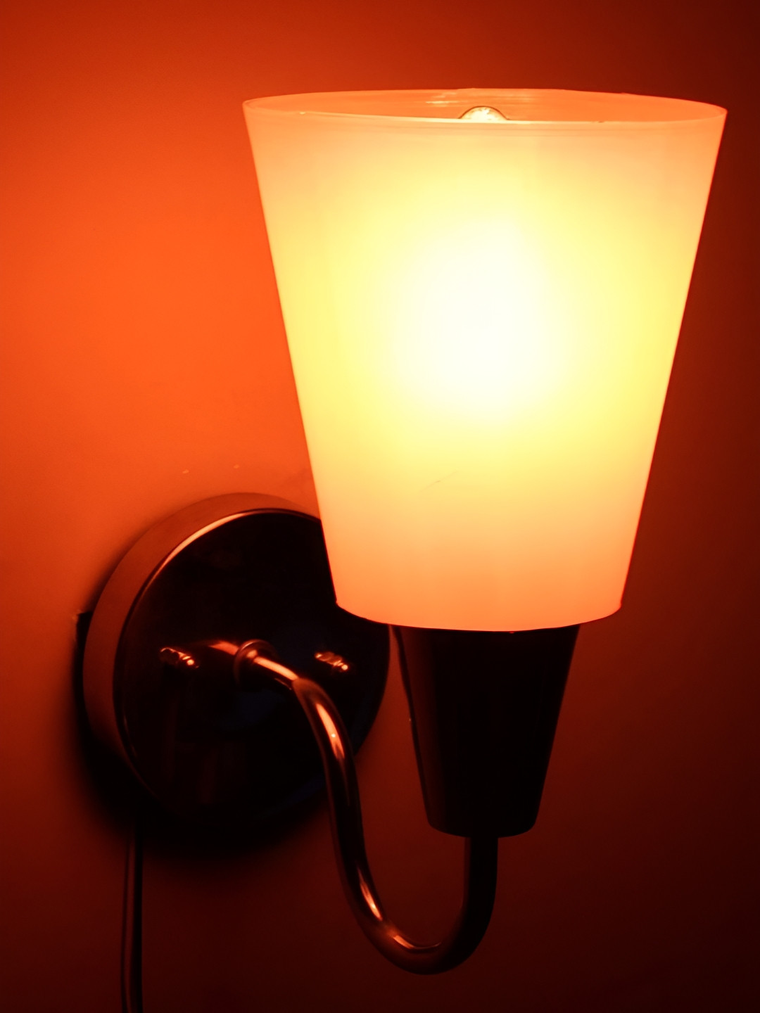 KINIS Silver-Toned & Orange Colored Metal Frustum Shaped Wall Lamp