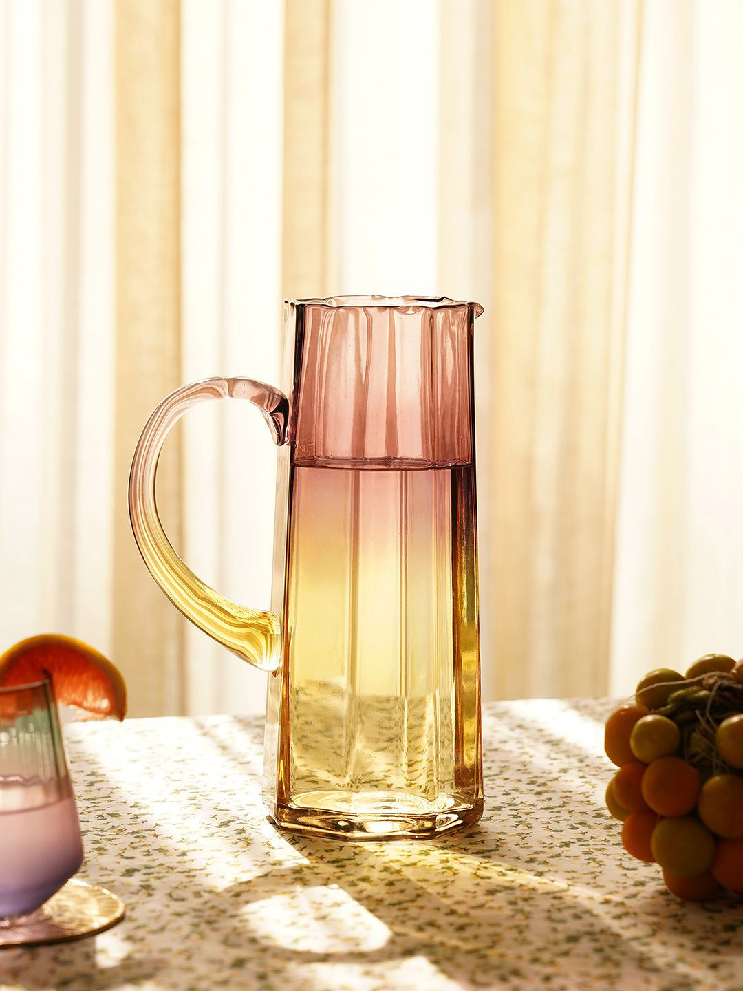 Pure Home and Living Unisex Purple & Yellow Ombre Linear Textured Water Jug