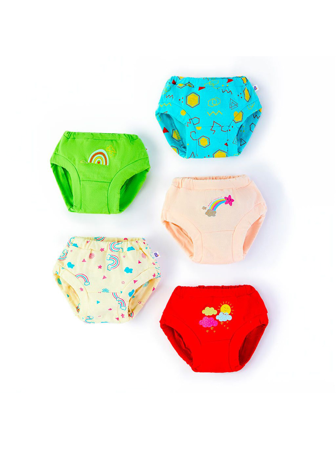 SuperBottoms Kids Unisex Pack of 5 Pure Cotton Basic Brief Underwear