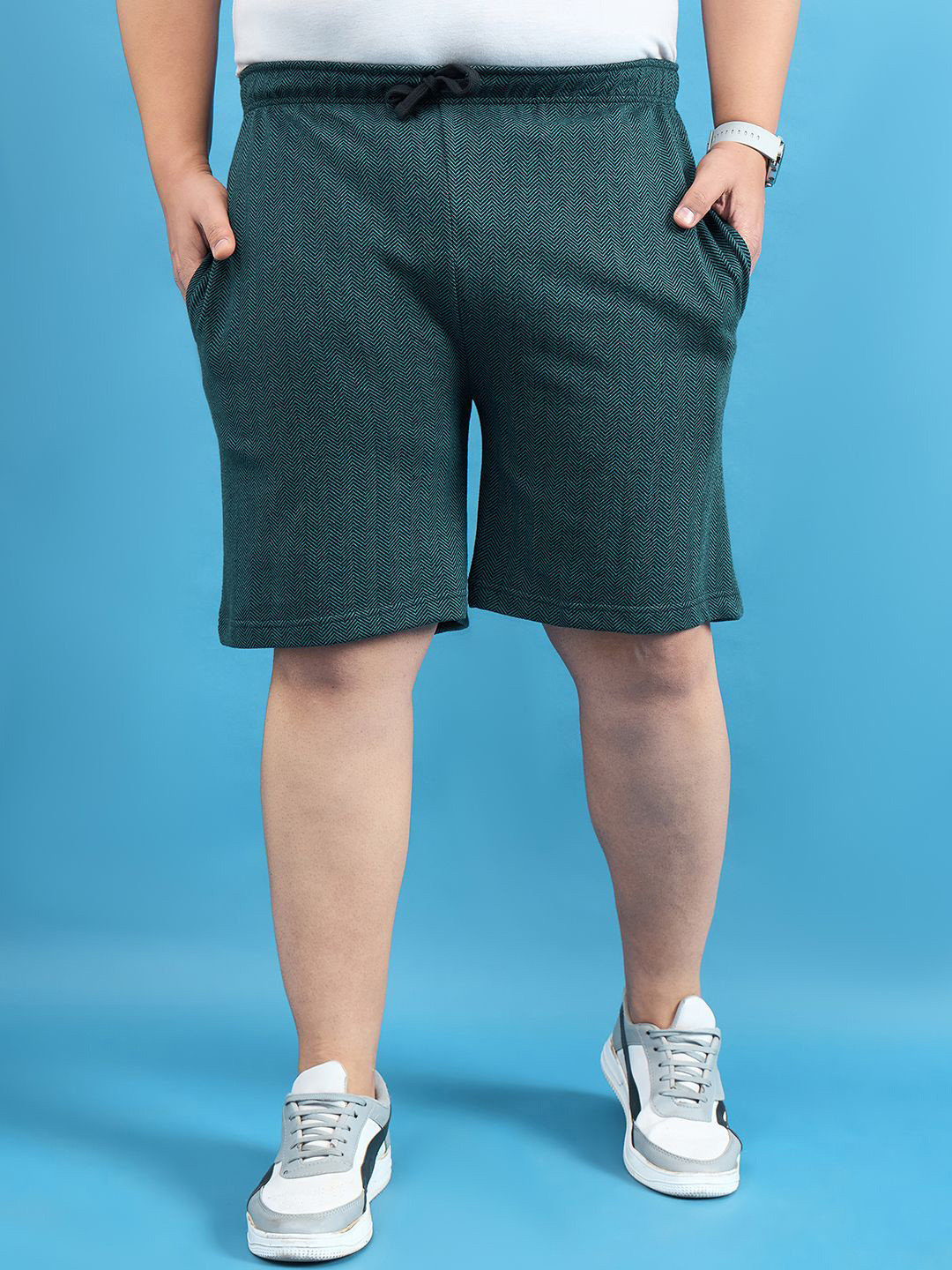 bigbanana Men Plus Size Solid Teal Antimicrobial Technology Shorts