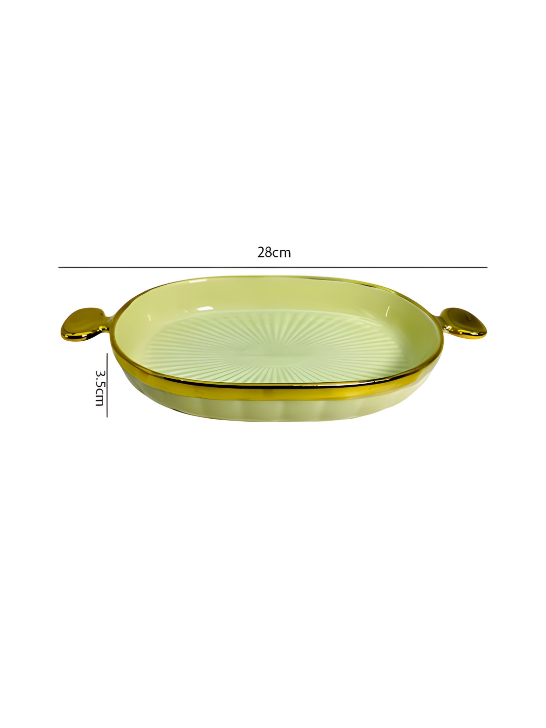LEMONTREE Yellow & Gold Toned Ceramic Easy to Clean Food Platter