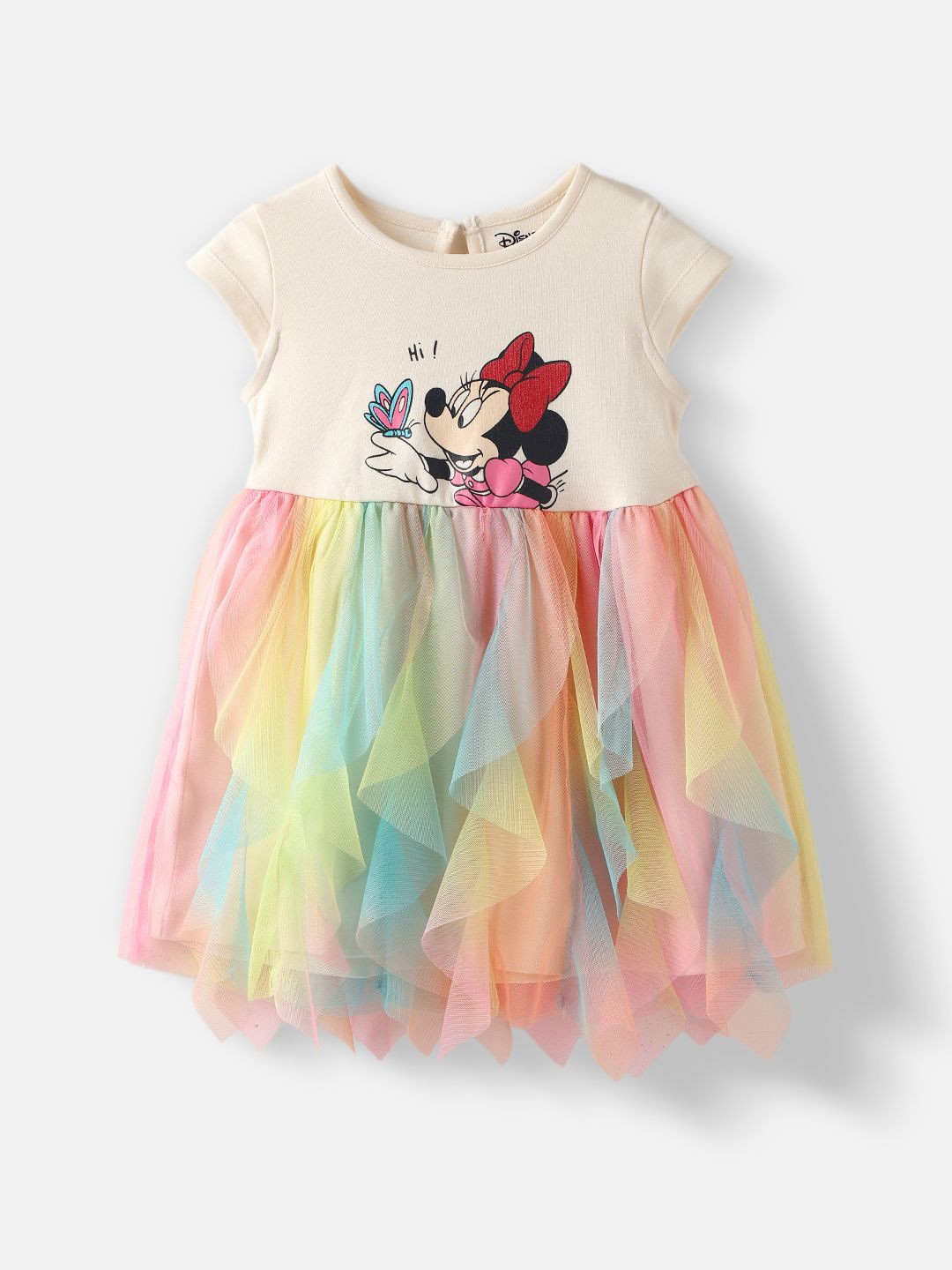 NautiNati Disney Minnie Baby Girls Multicolor Midi/Knee Length Cotton Dress
